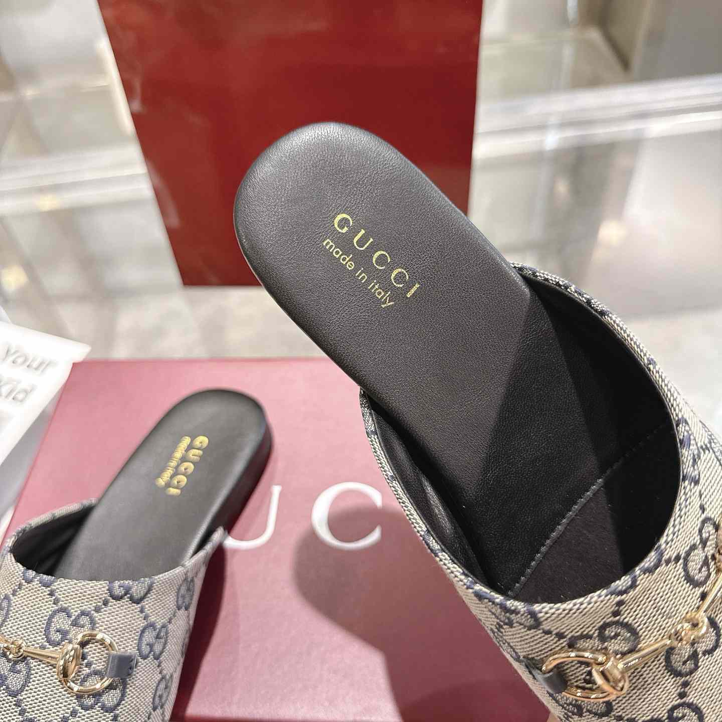 Gucci   Lucy Logo Suede Mule Loafers - DesignerGu