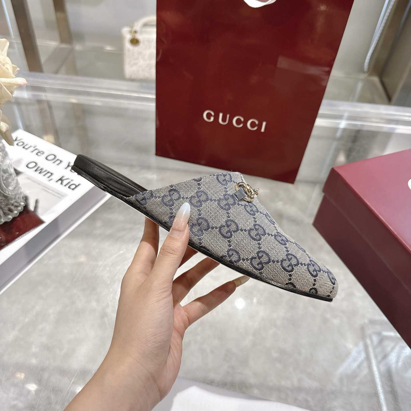 Gucci   Lucy Logo Suede Mule Loafers - DesignerGu
