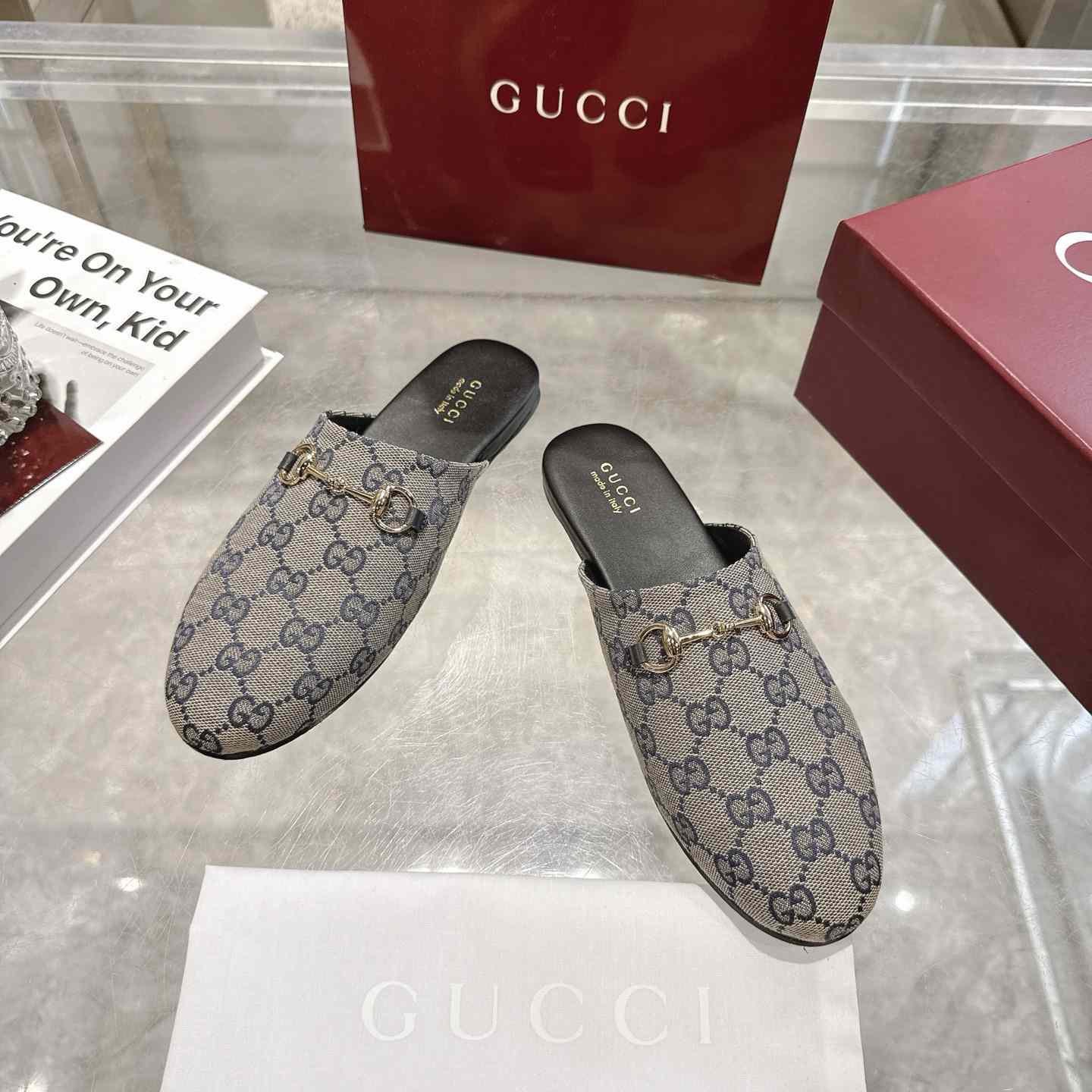 Gucci   Lucy Logo Suede Mule Loafers - DesignerGu