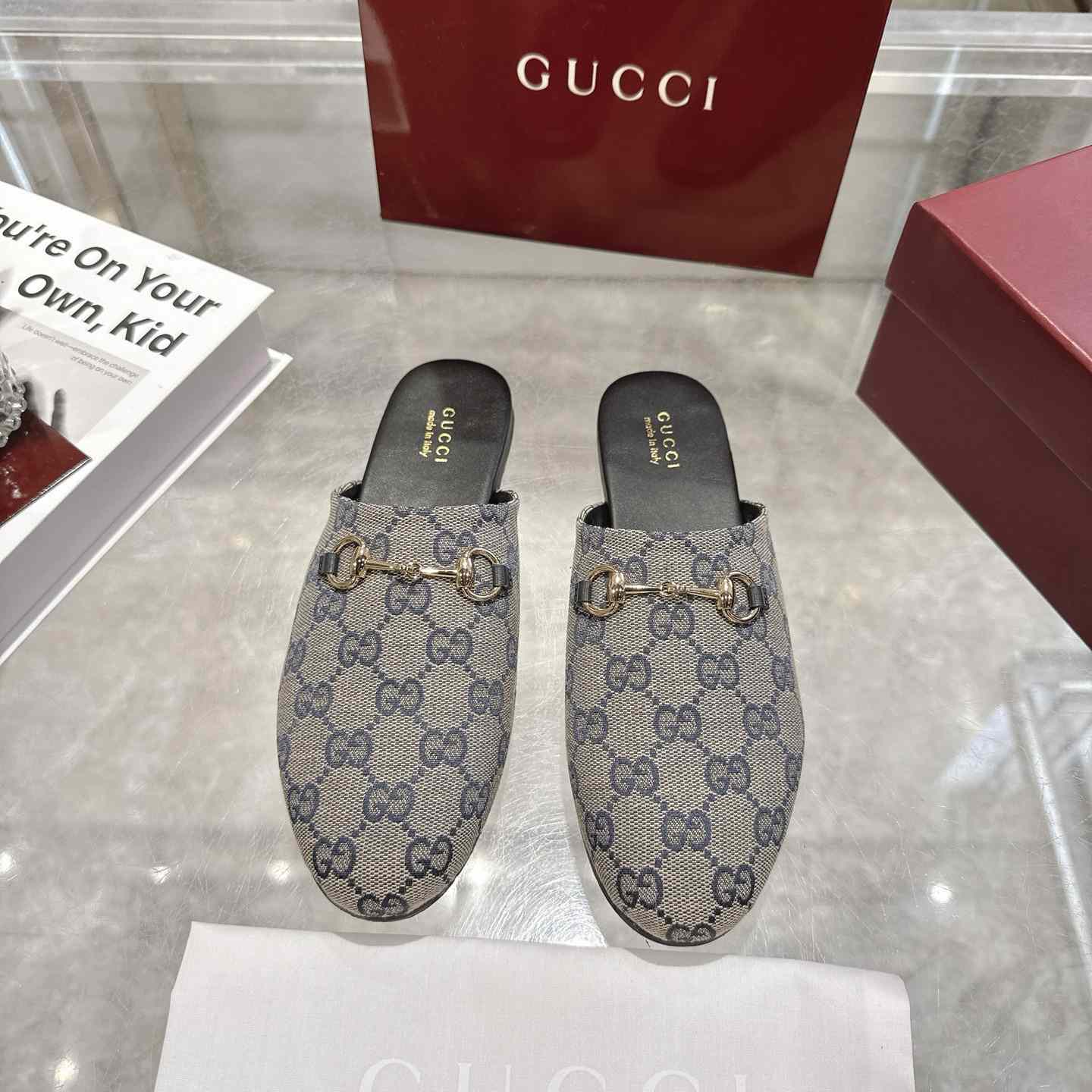 Gucci   Lucy Logo Suede Mule Loafers - DesignerGu
