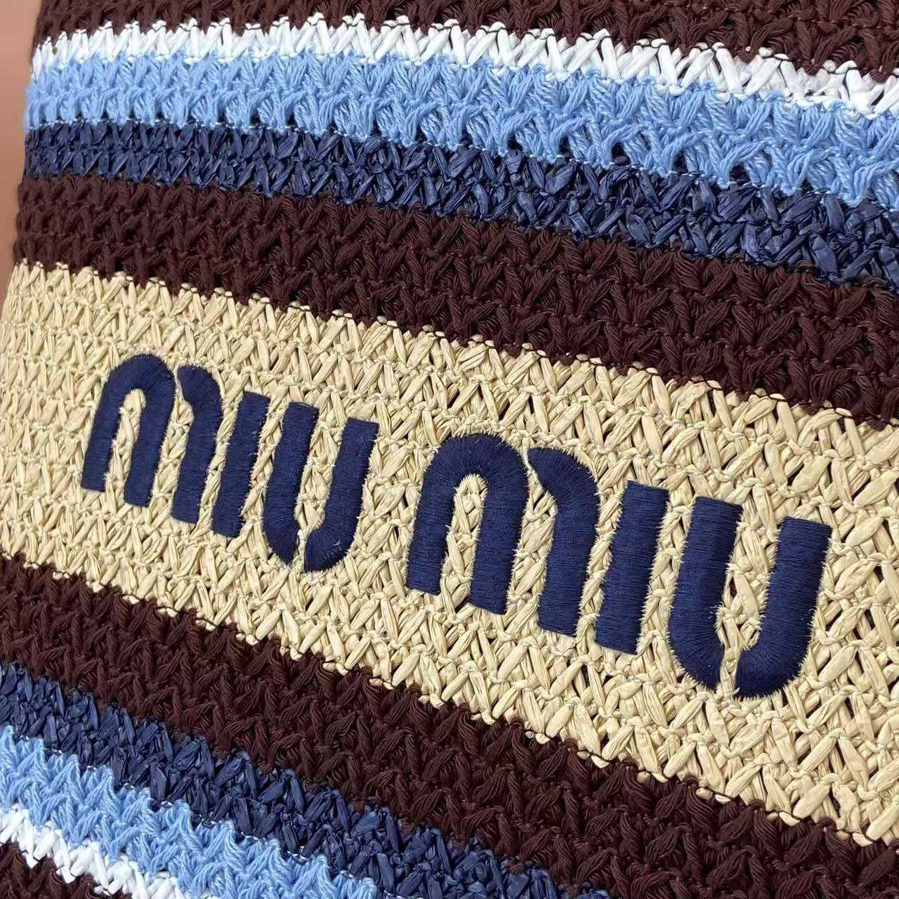 Miu Miu Raffia-Effect Woven ToteBag 5BG228 - DesignerGu