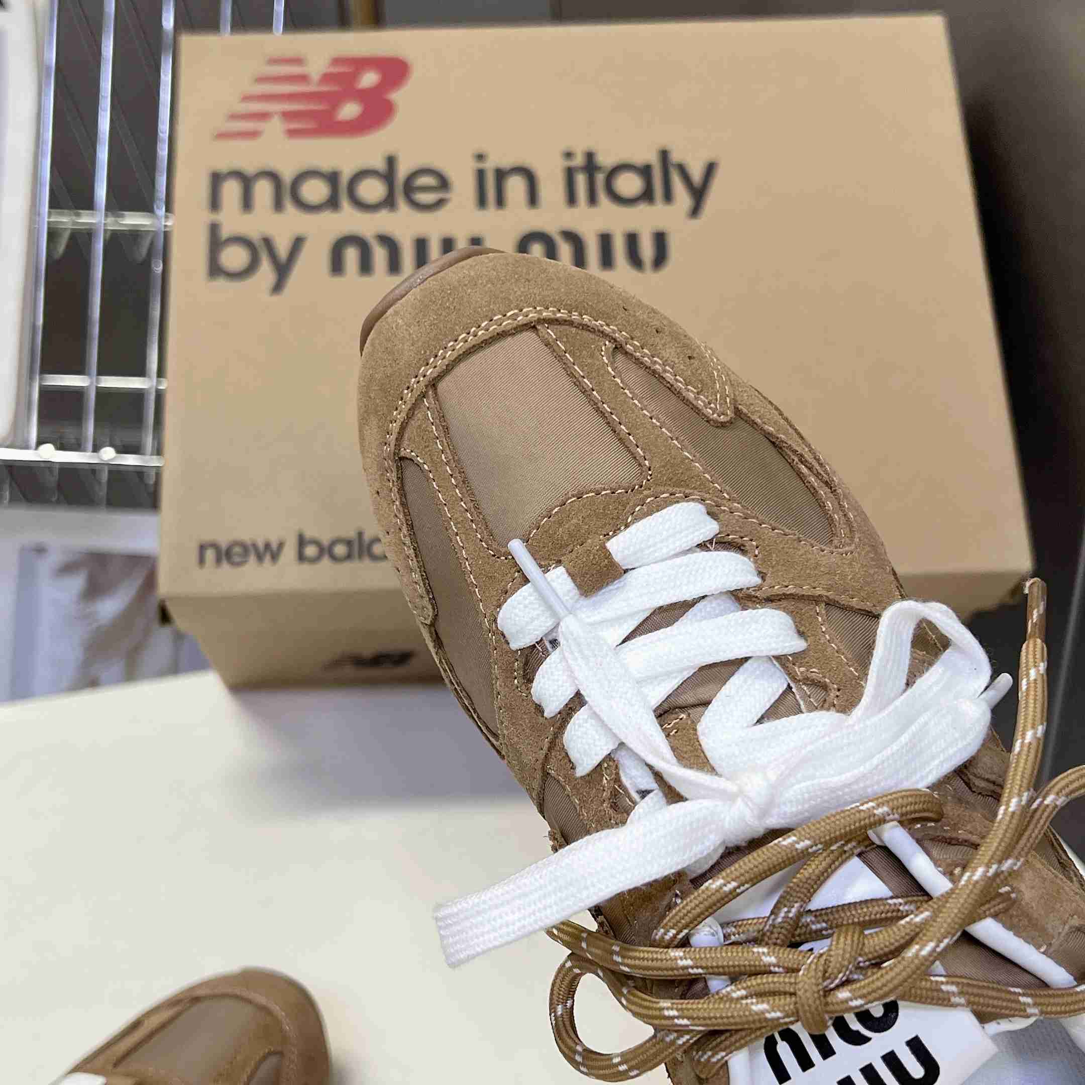New Balance X Miu Miu 530 SL Technical Fabric And Suede Sneakers - DesignerGu