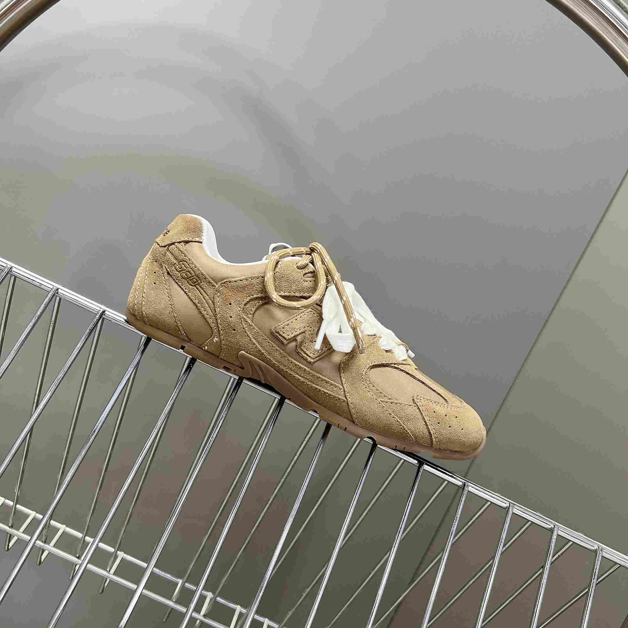 New Balance X Miu Miu 530 SL Technical Fabric And Suede Sneakers - DesignerGu