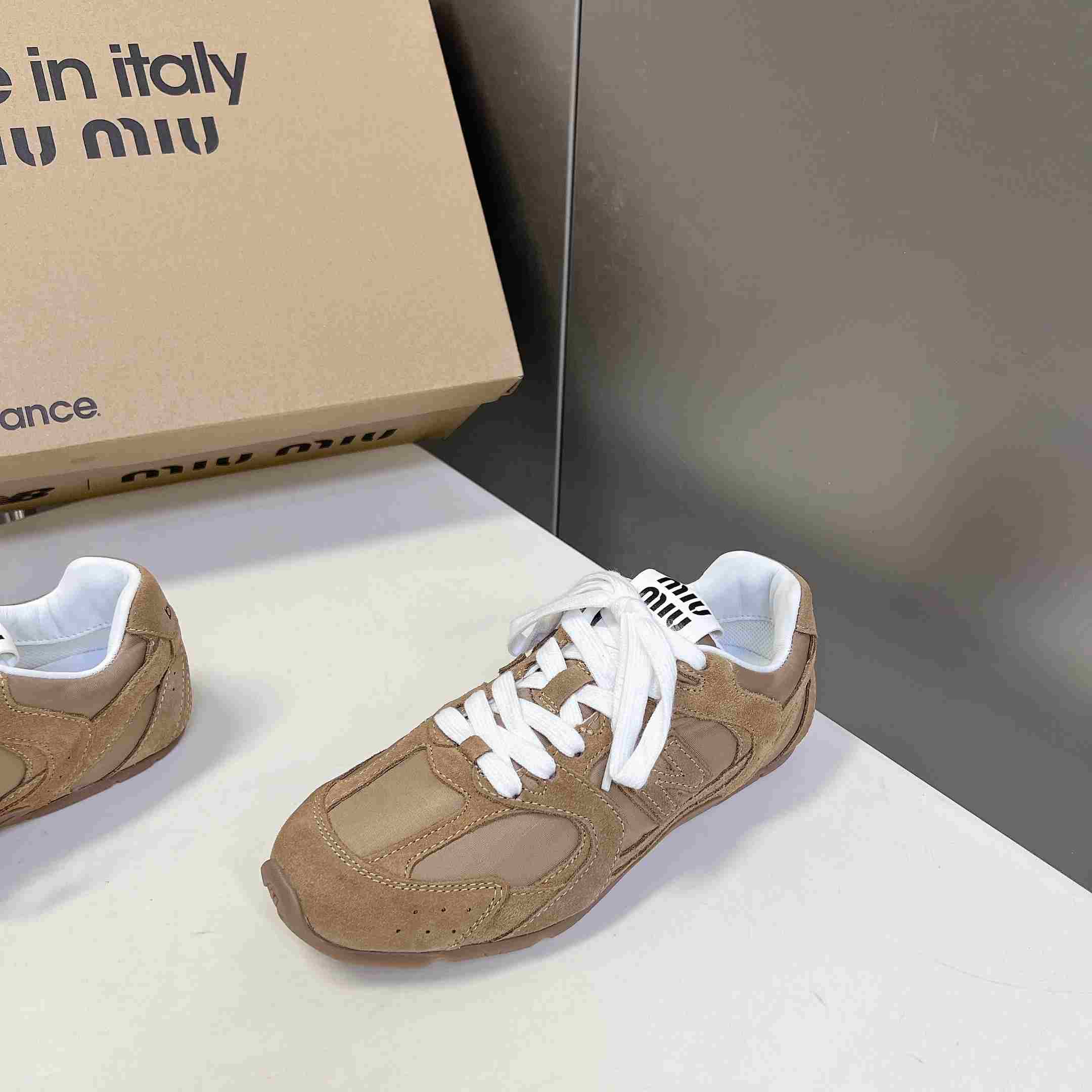 New Balance X Miu Miu 530 SL Technical Fabric And Suede Sneakers - DesignerGu