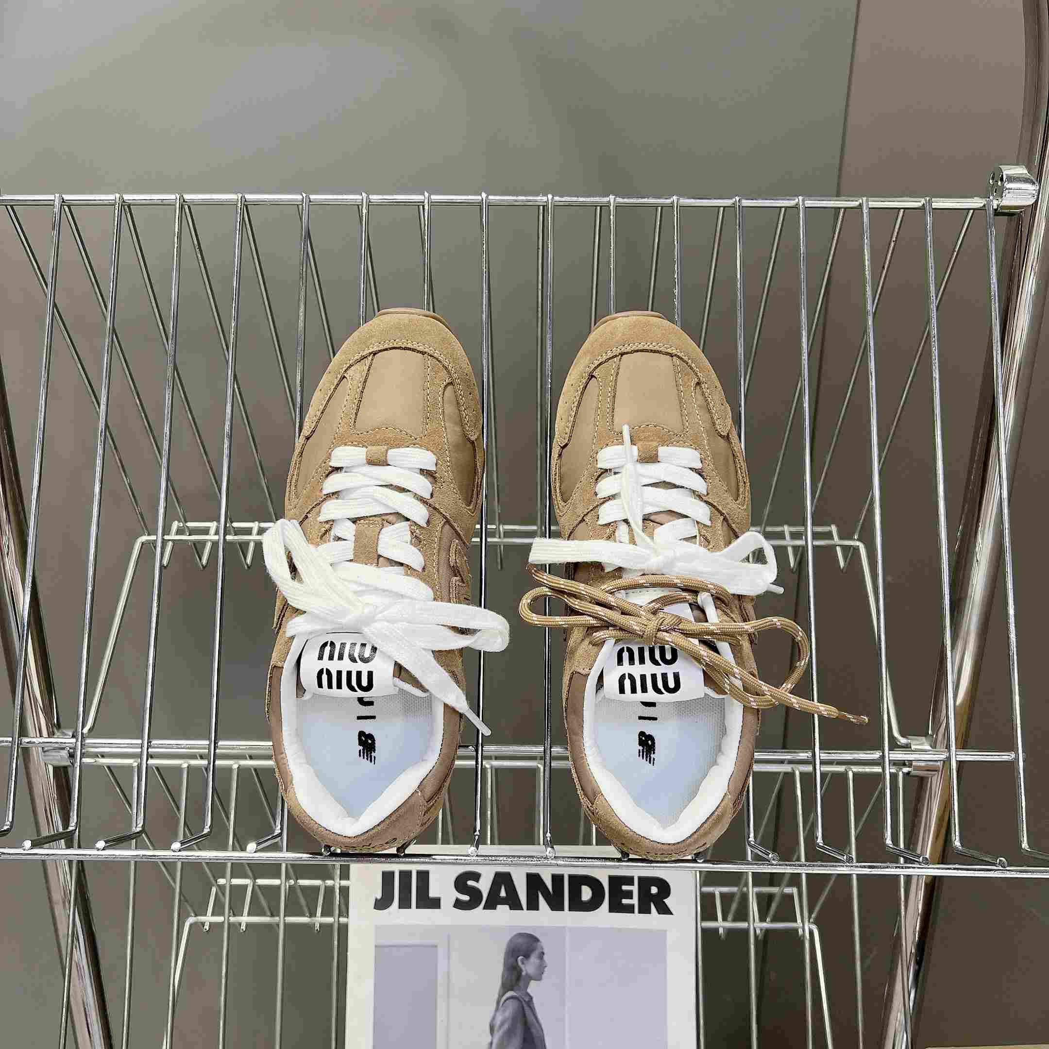 New Balance X Miu Miu 530 SL Technical Fabric And Suede Sneakers - DesignerGu