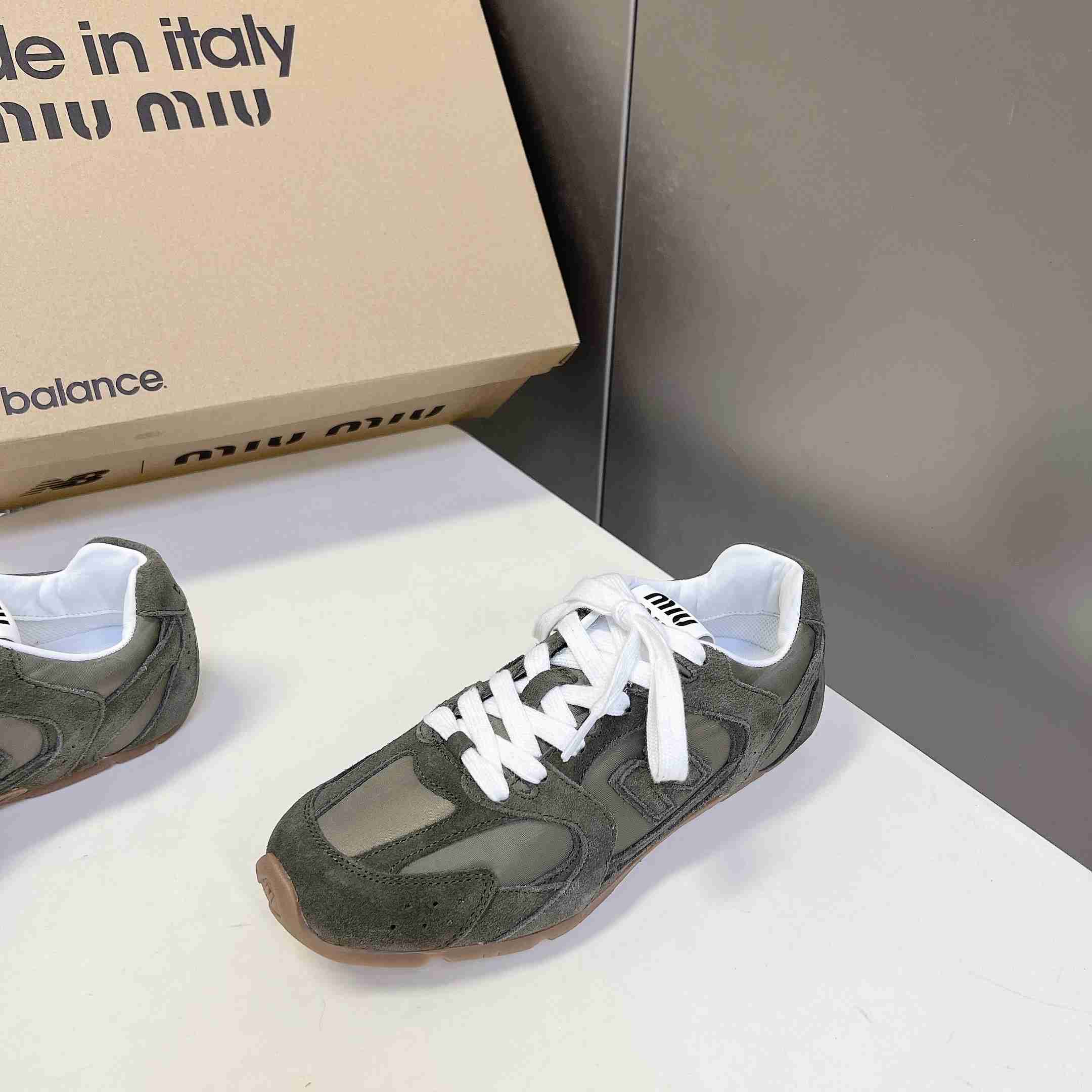 New Balance X Miu Miu 530 SL Technical Fabric And Suede Sneakers - DesignerGu