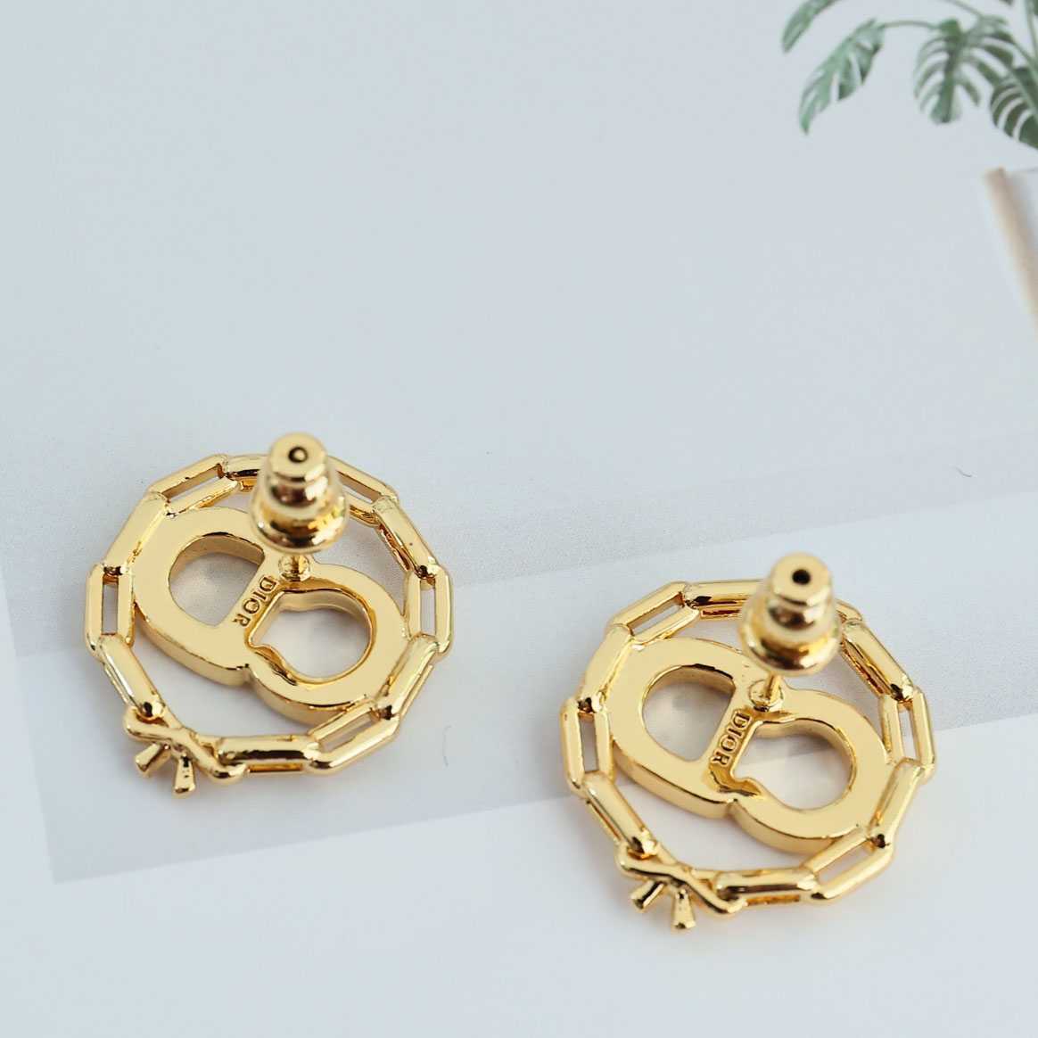 Dior CD Circle Chain Stud Earrings  - DesignerGu