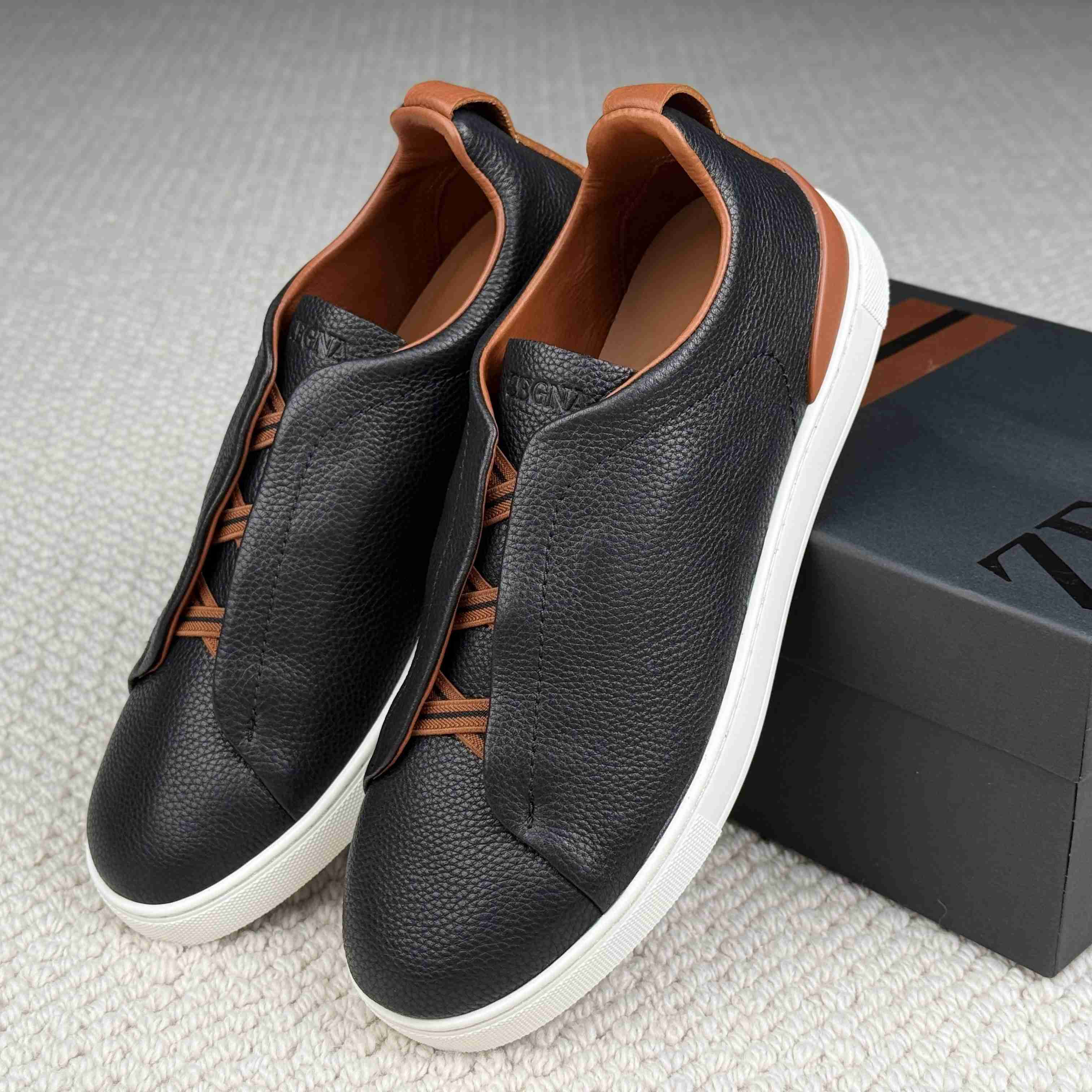 Zegna Triple Stitch Calfskin Sneaker - DesignerGu