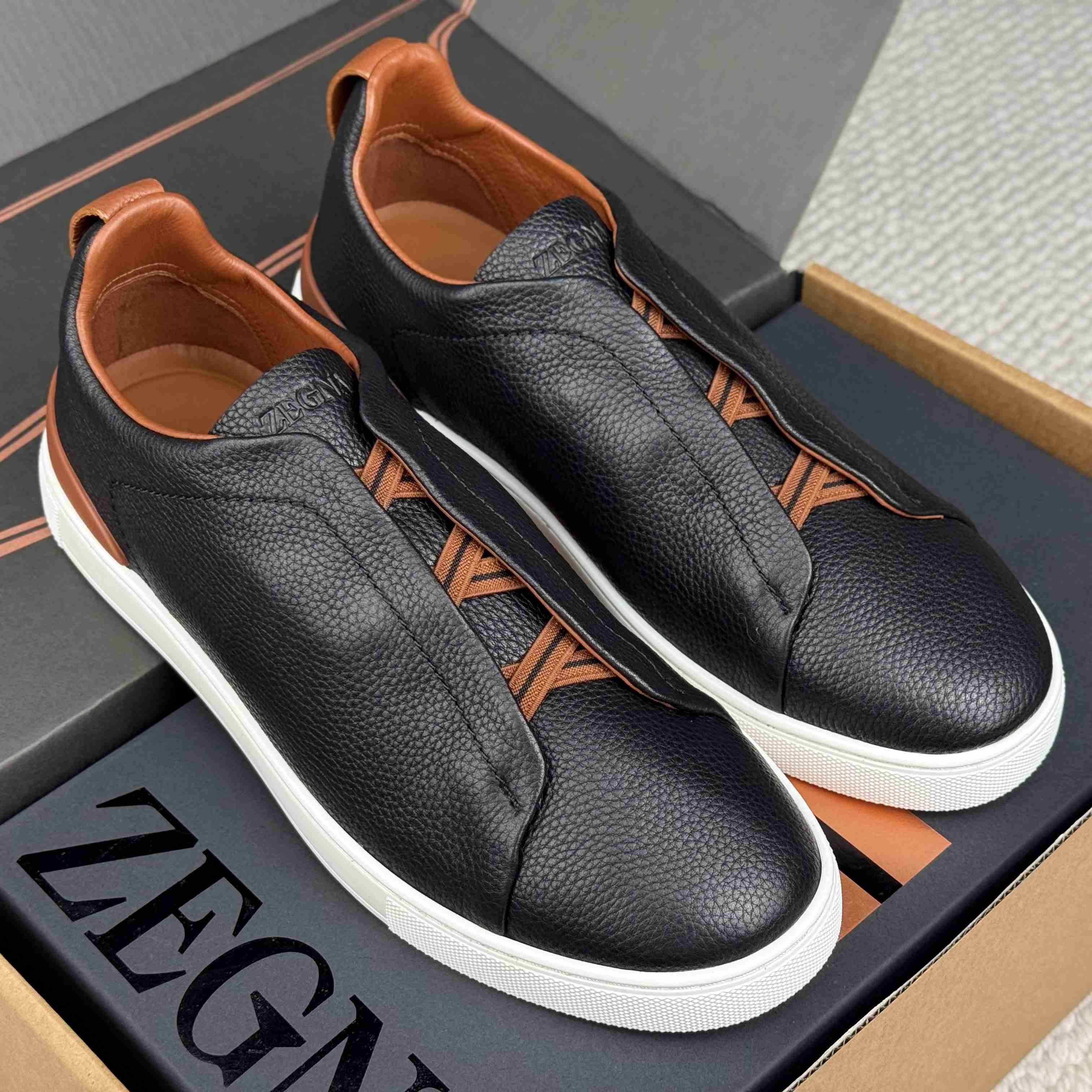 Zegna Triple Stitch Calfskin Sneaker - DesignerGu