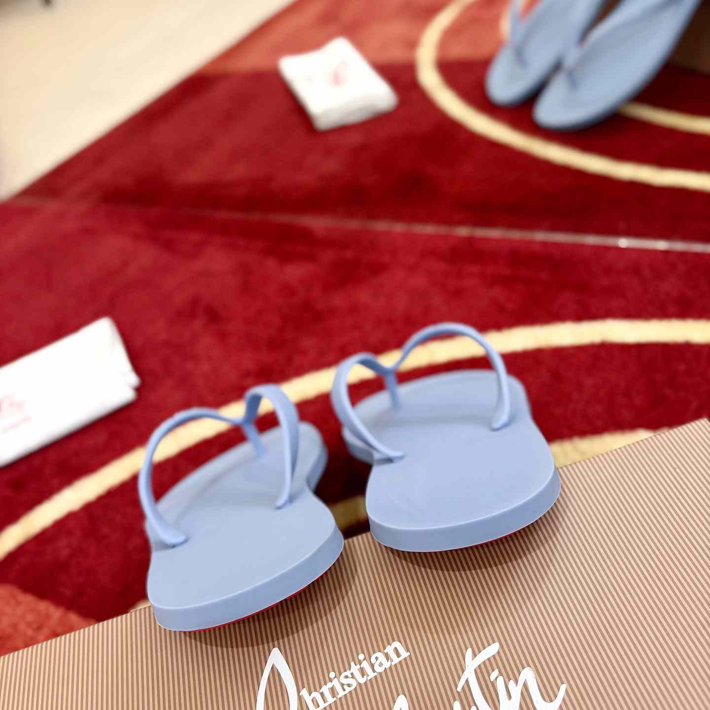 Christian Louboutin Logo Embossed Rubber Flip Flop - DesignerGu