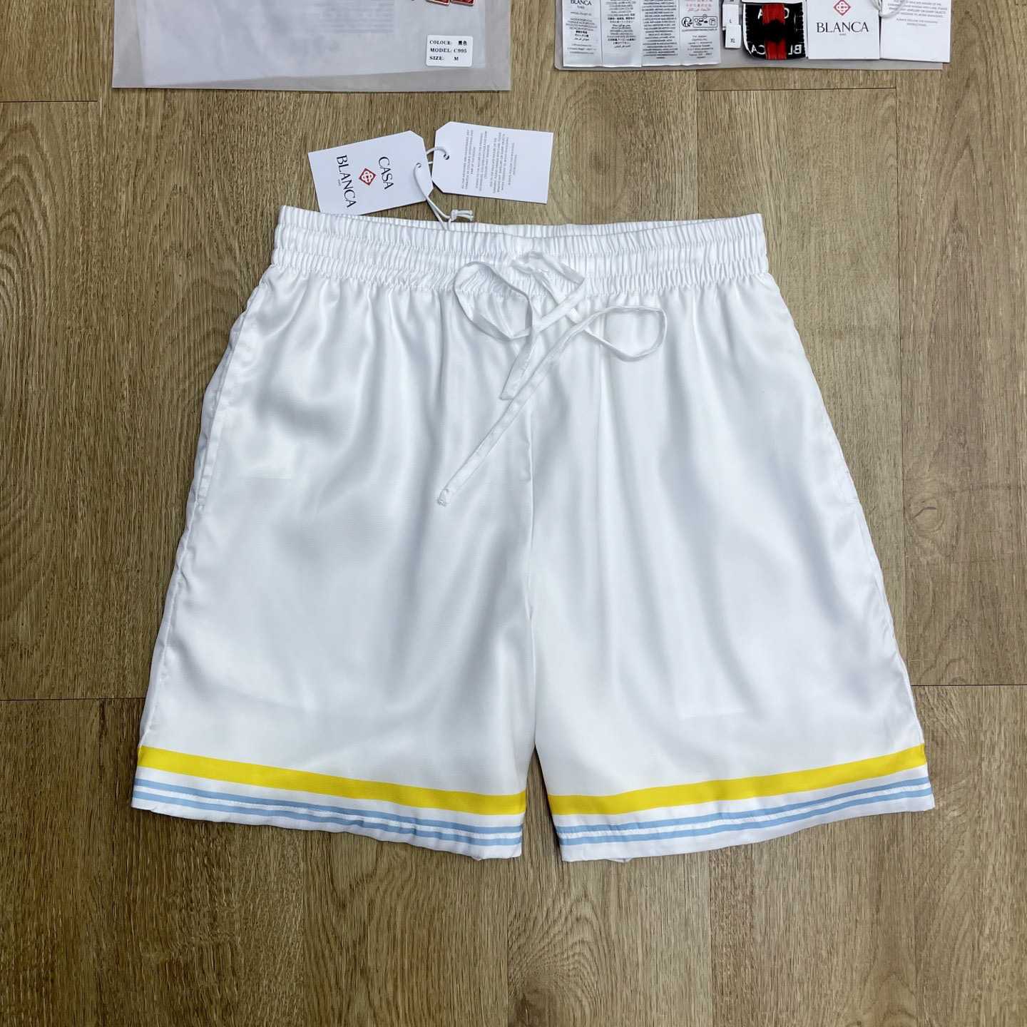 Casablanca White Tennis Landscape Silk Shorts CA3589 - DesignerGu