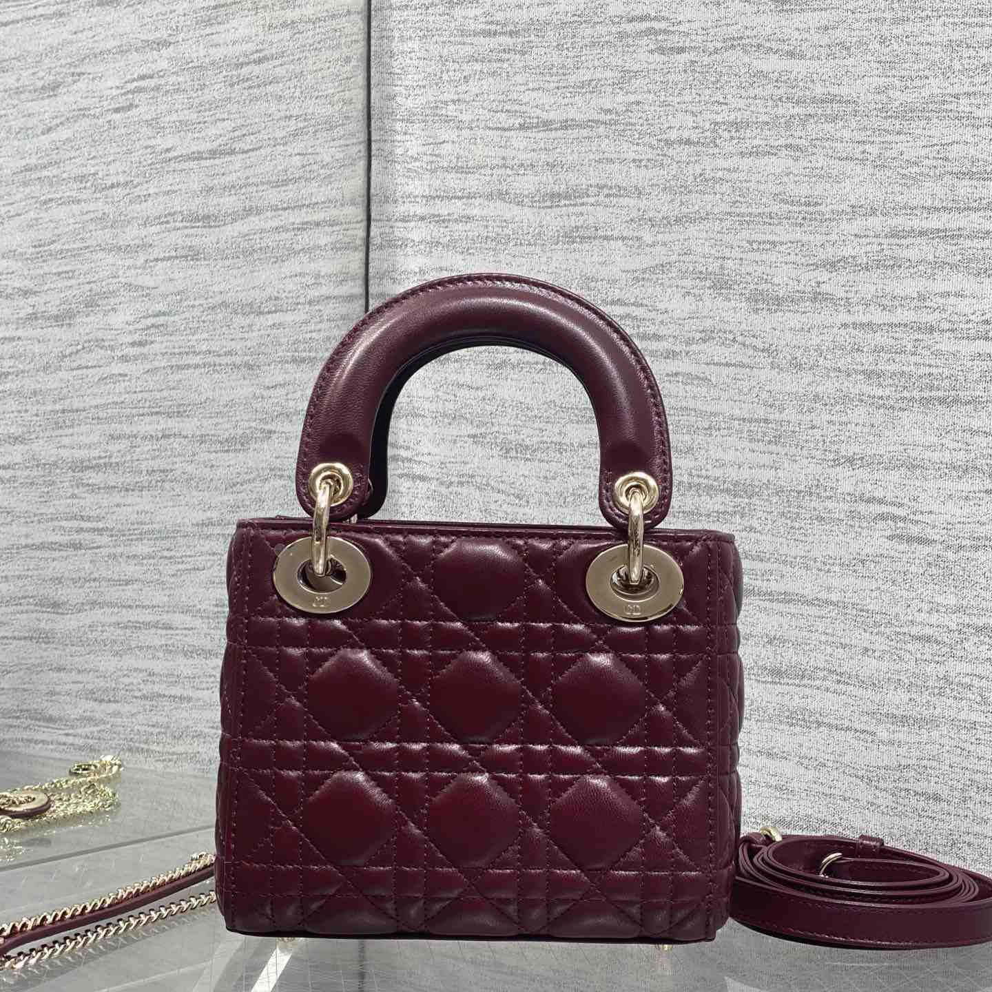 Dior Mini Lady Dior Bag With Chain - DesignerGu