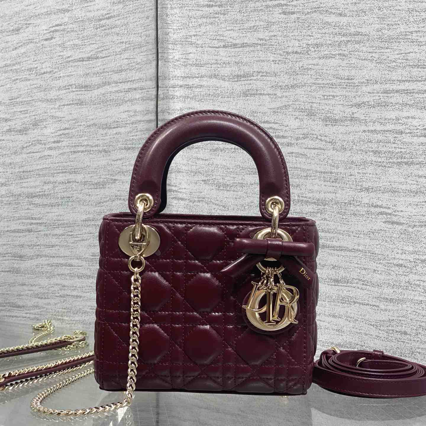 Dior Mini Lady Dior Bag With Chain - DesignerGu