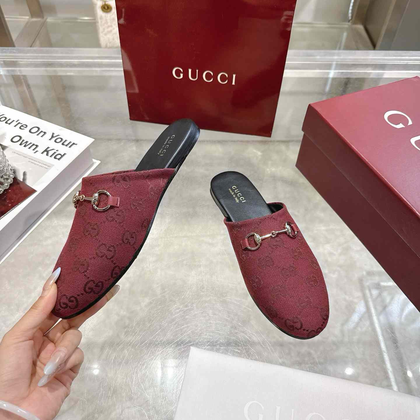 Gucci   Lucy Logo Suede Mule Loafers - DesignerGu