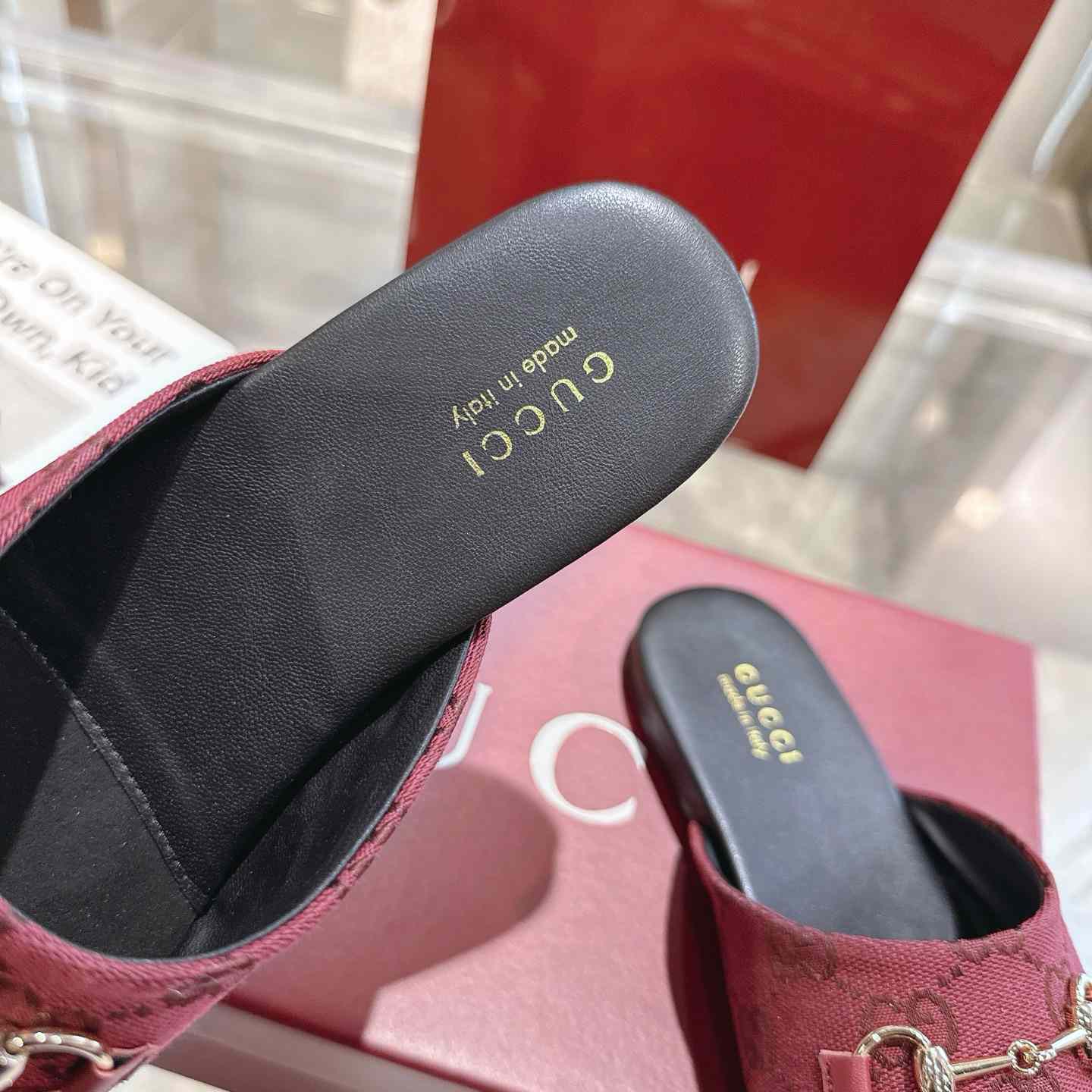Gucci   Lucy Logo Suede Mule Loafers - DesignerGu