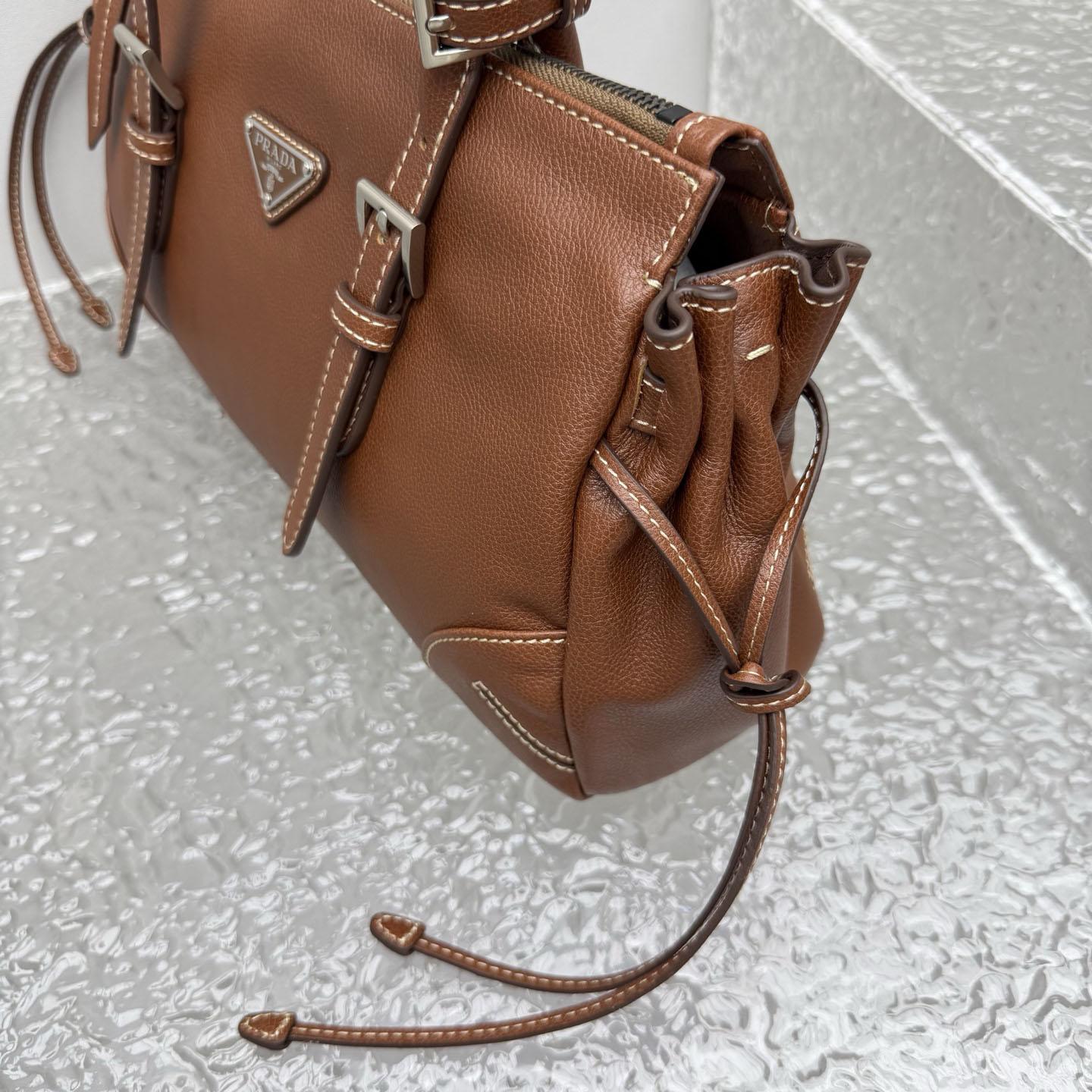 Prada Bonnie Medium Antiqued Leather Tote Bag - DesignerGu