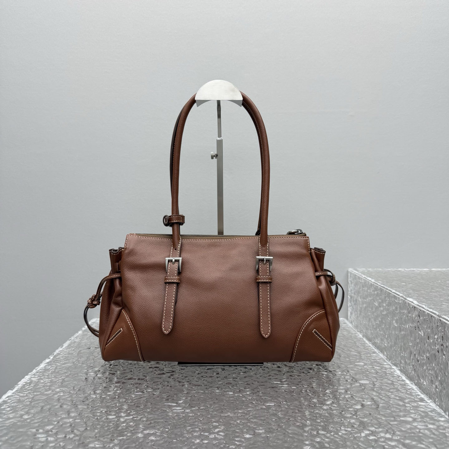 Prada Bonnie Medium Antiqued Leather Tote Bag - DesignerGu
