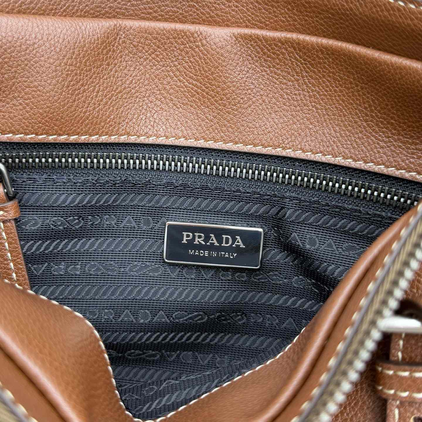 Prada Bonnie Medium Antiqued Leather Tote Bag - DesignerGu
