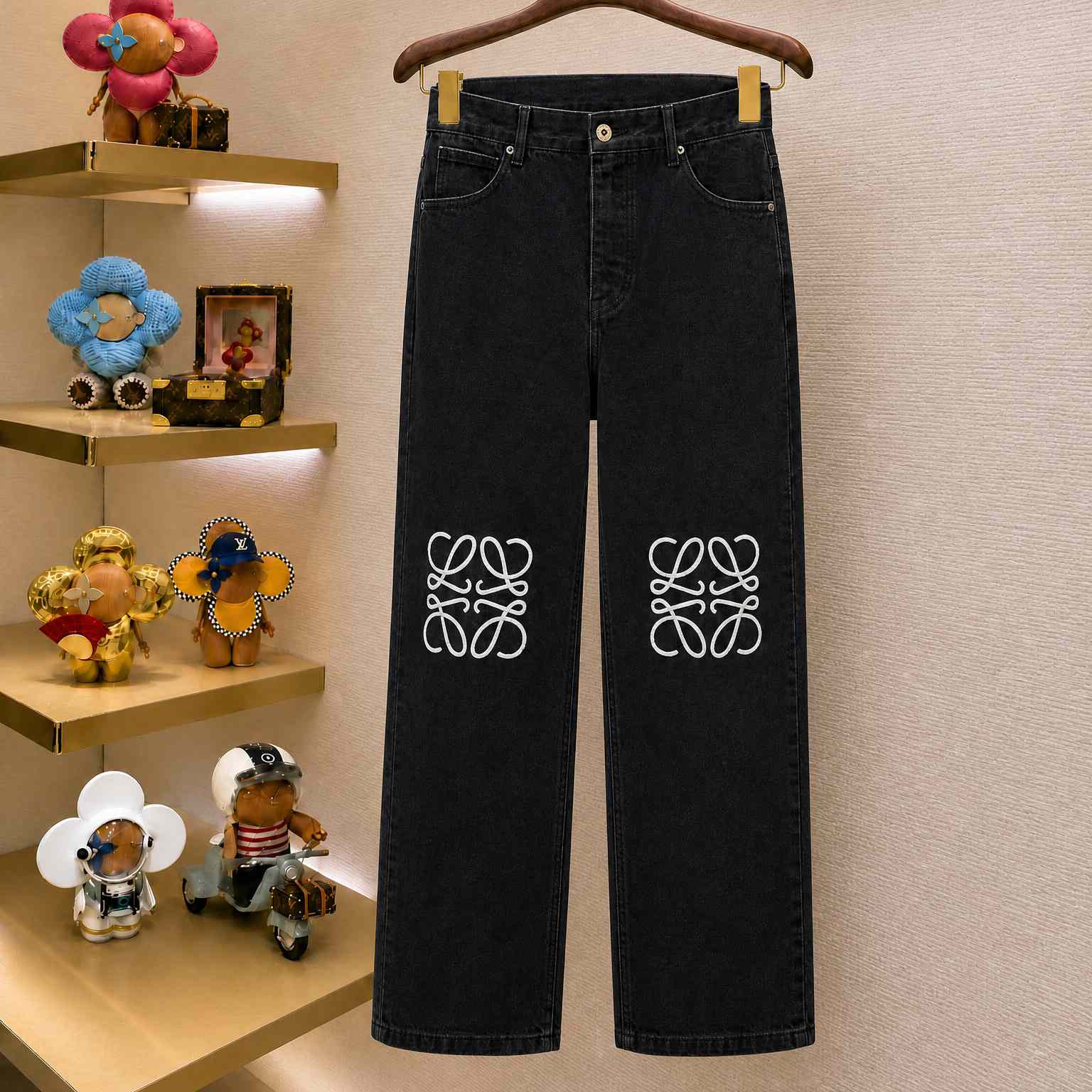 Loewe Anagram Denim Mid-Rise Baggy Jeans - DesignerGu