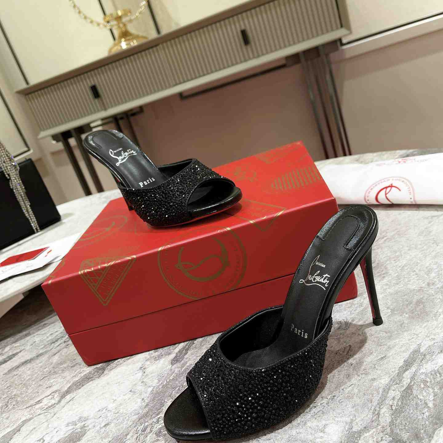 Christian Louboutin Me Dolly Strass 100 Heeled Sandals - DesignerGu