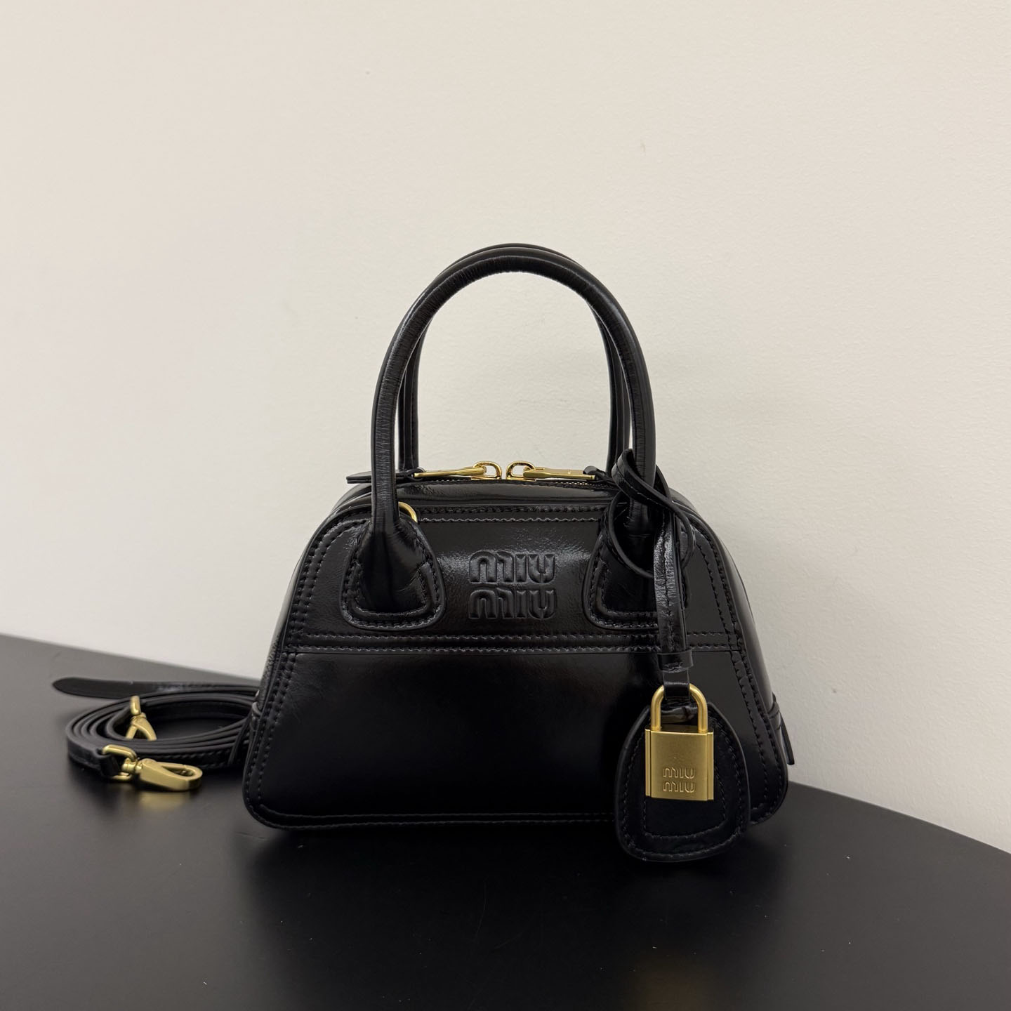 Miu Miu Vivant Shiny Leather Mini Bag - DesignerGu