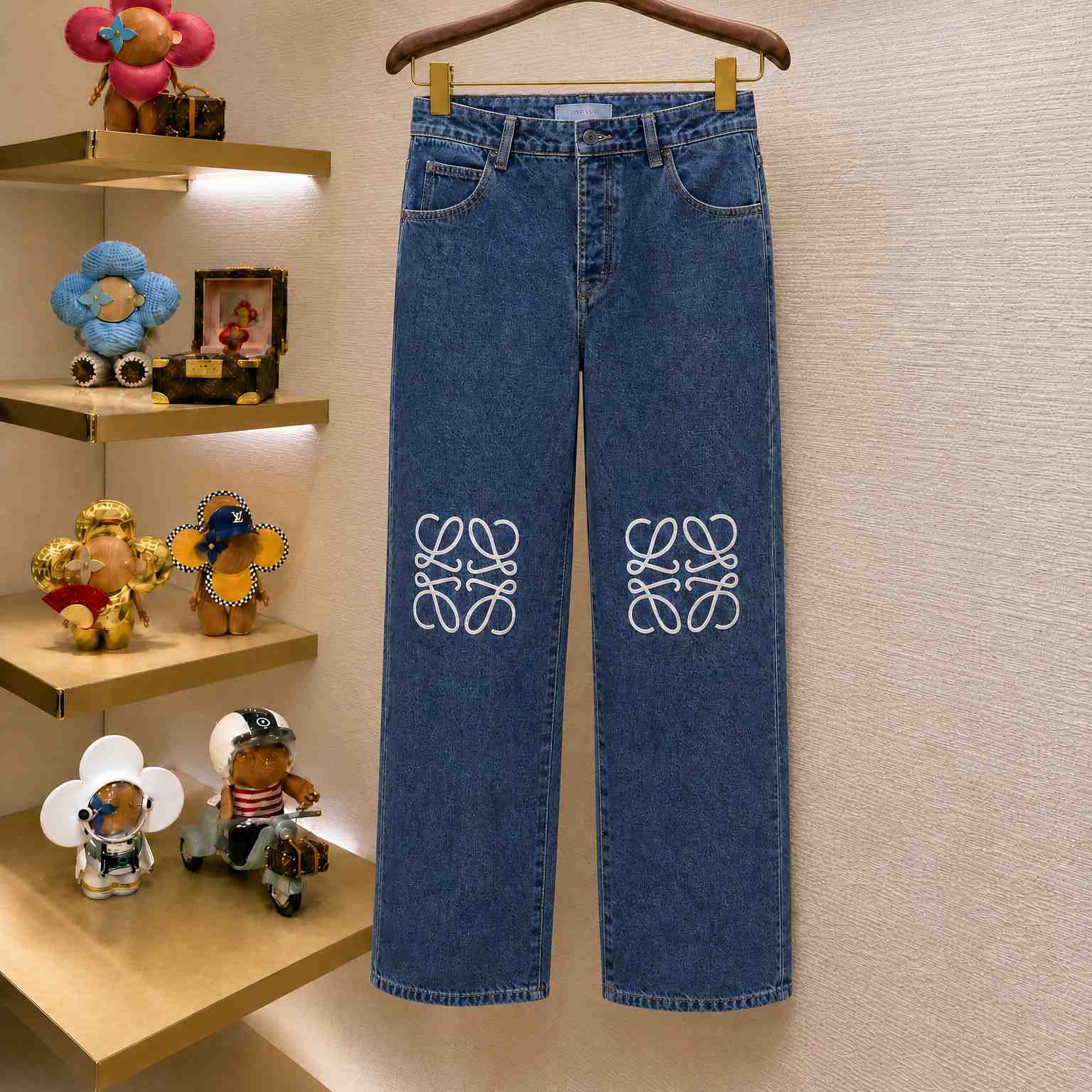 Loewe Anagram Denim Mid-Rise Baggy Jeans - DesignerGu