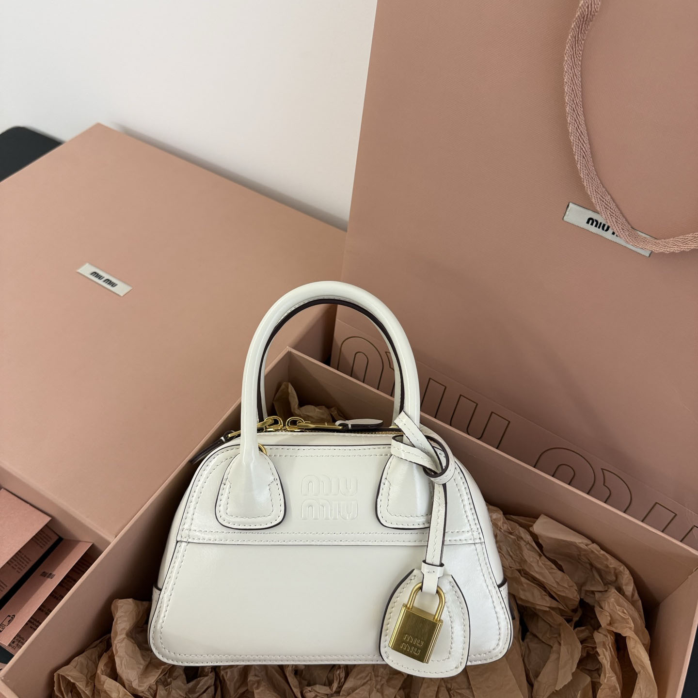 Miu Miu Vivant Shiny Leather Mini Bag - DesignerGu