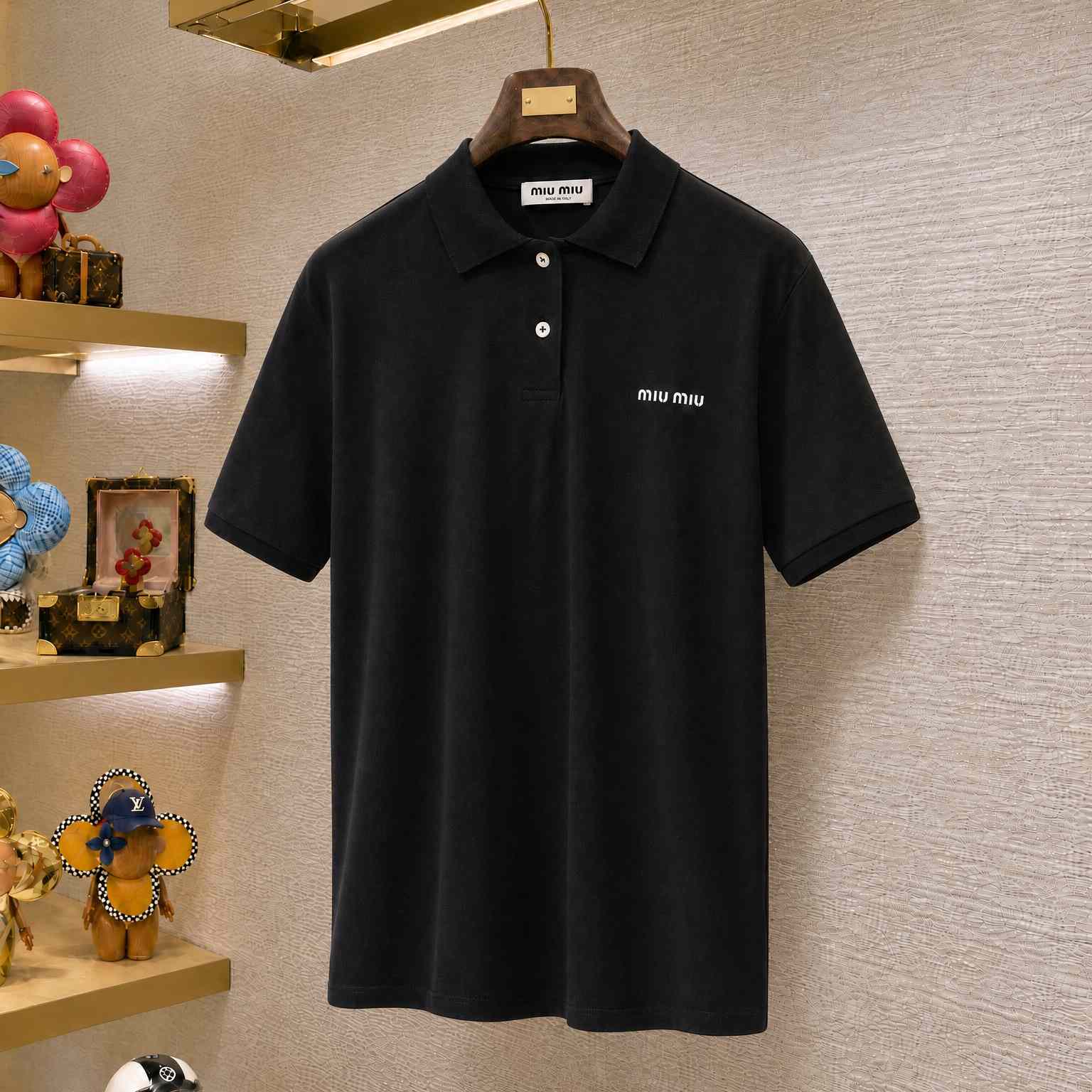 Miu Miu Cotton Piqué Polo Shirt - DesignerGu
