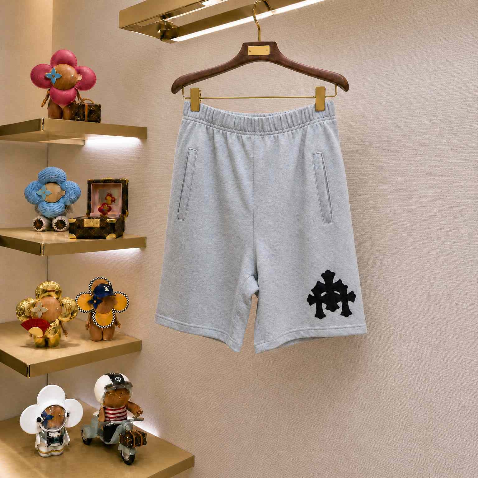 Chrome Hearts Cemetery Leather Cross Patch Paper Jam Shorts - DesignerGu