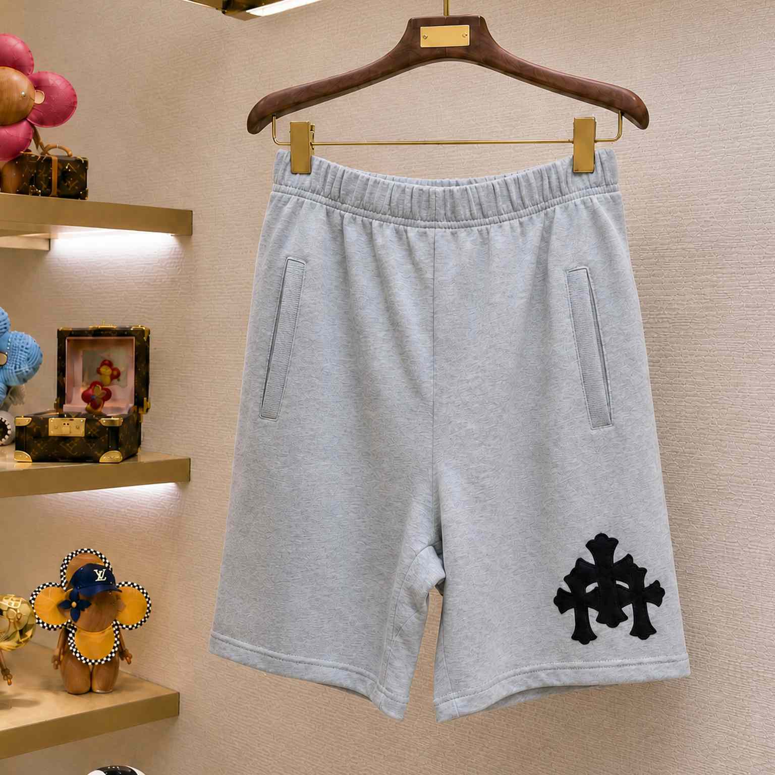 Chrome Hearts Cemetery Leather Cross Patch Paper Jam Shorts - DesignerGu