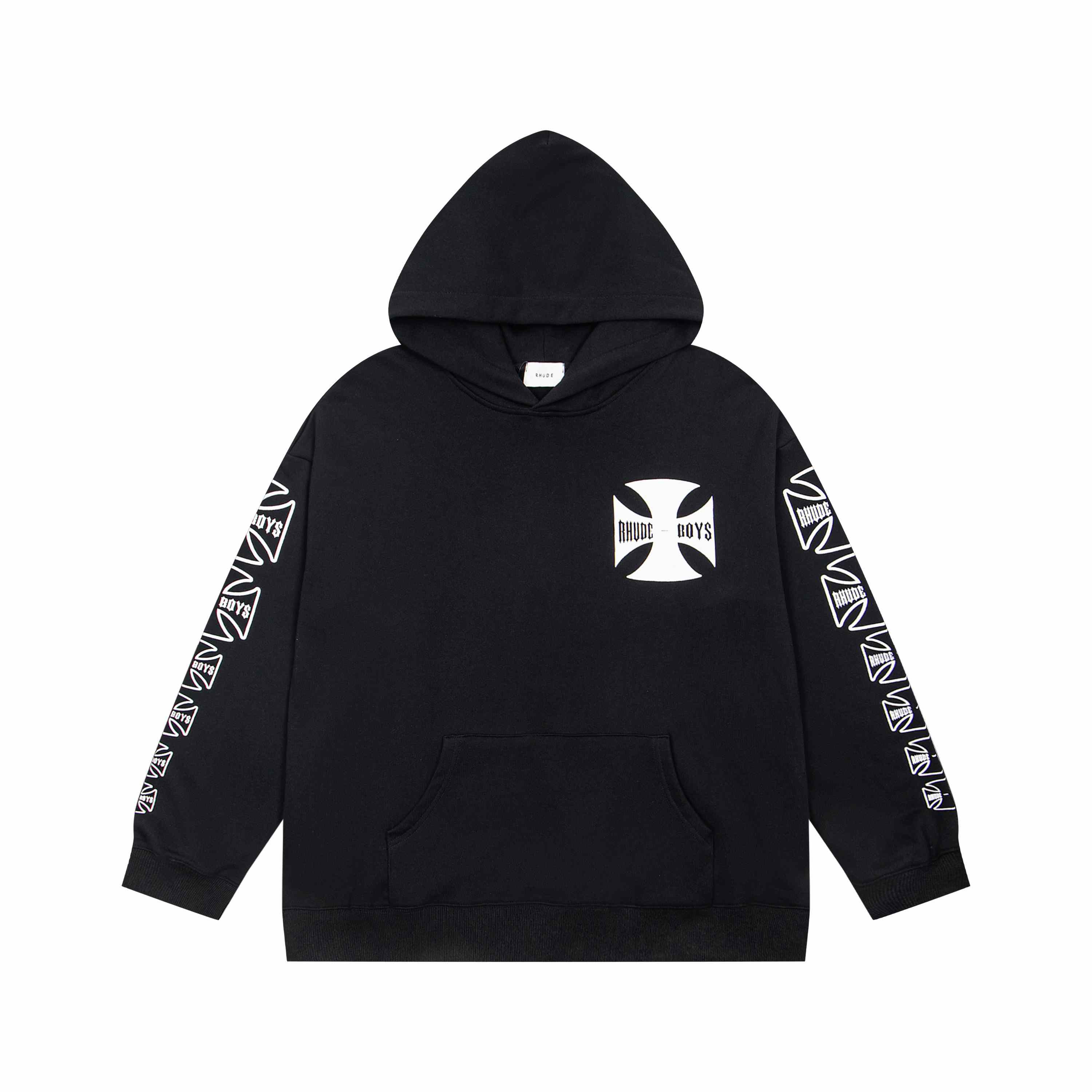 Rhude Logo Print Cotton Jersey Hoodie - DesignerGu