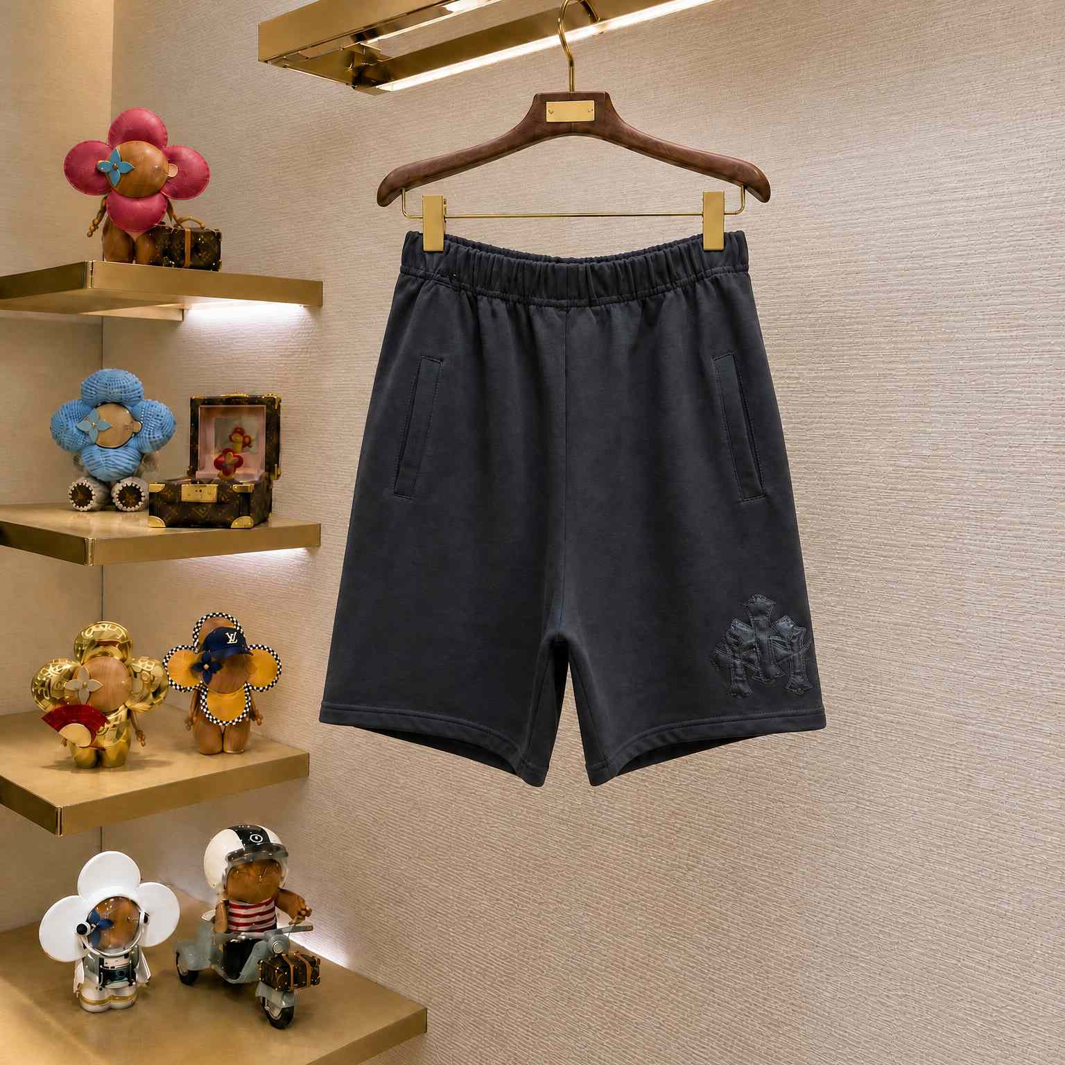 Chrome Hearts Cemetery Leather Cross Patch Paper Jam Shorts - DesignerGu