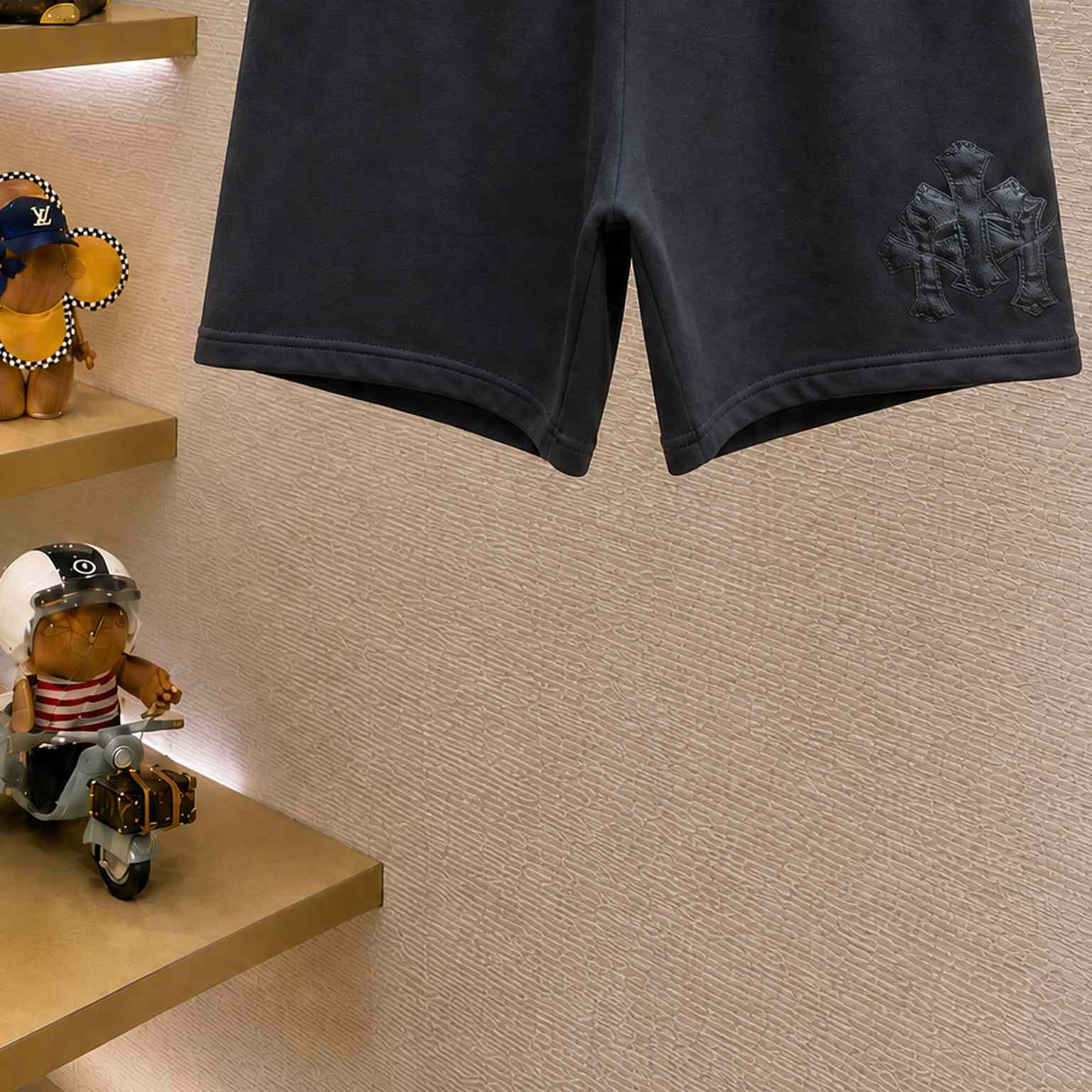 Chrome Hearts Cemetery Leather Cross Patch Paper Jam Shorts - DesignerGu