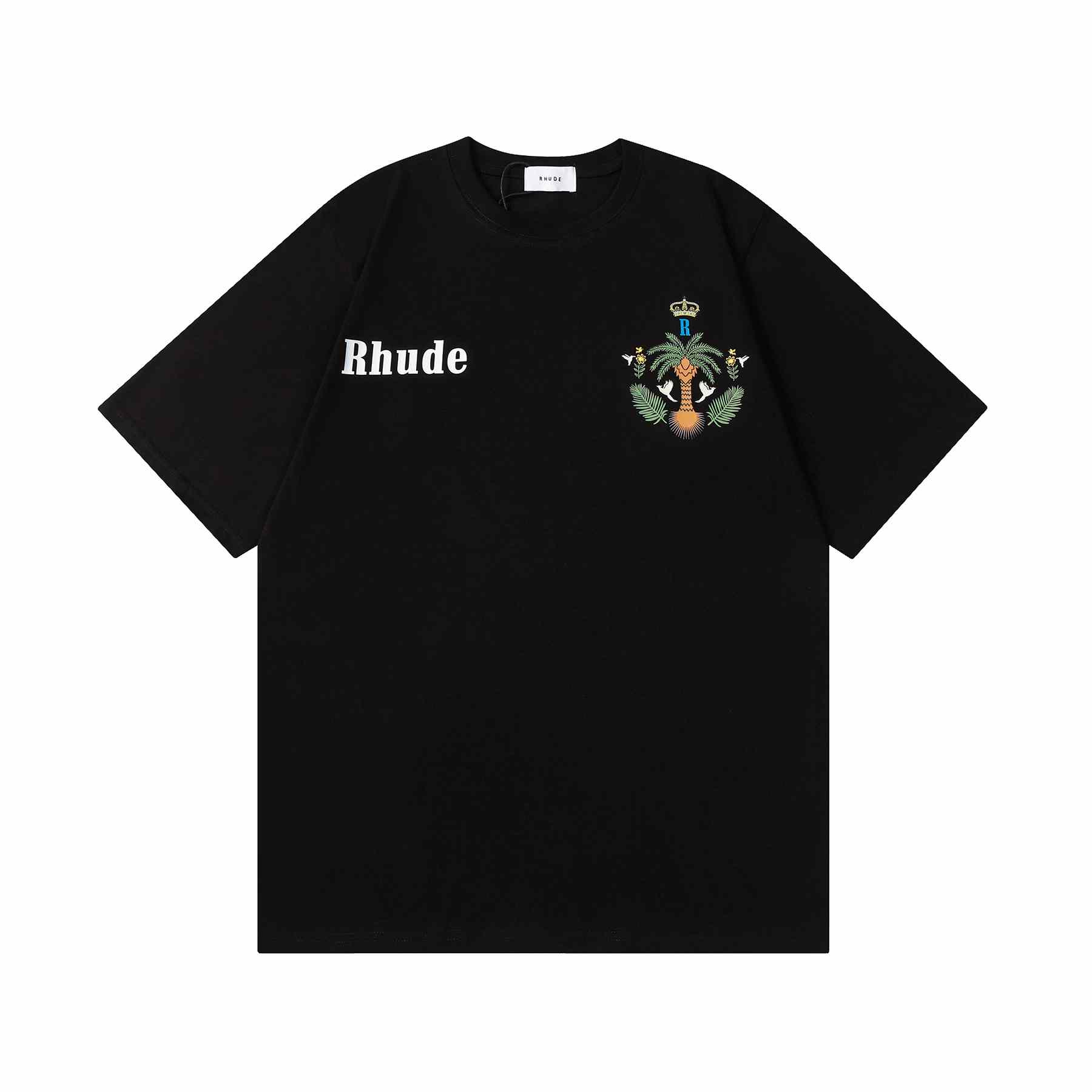 Rhude Las Palmas Logo Print Cotton Jersey T-Shirt - DesignerGu