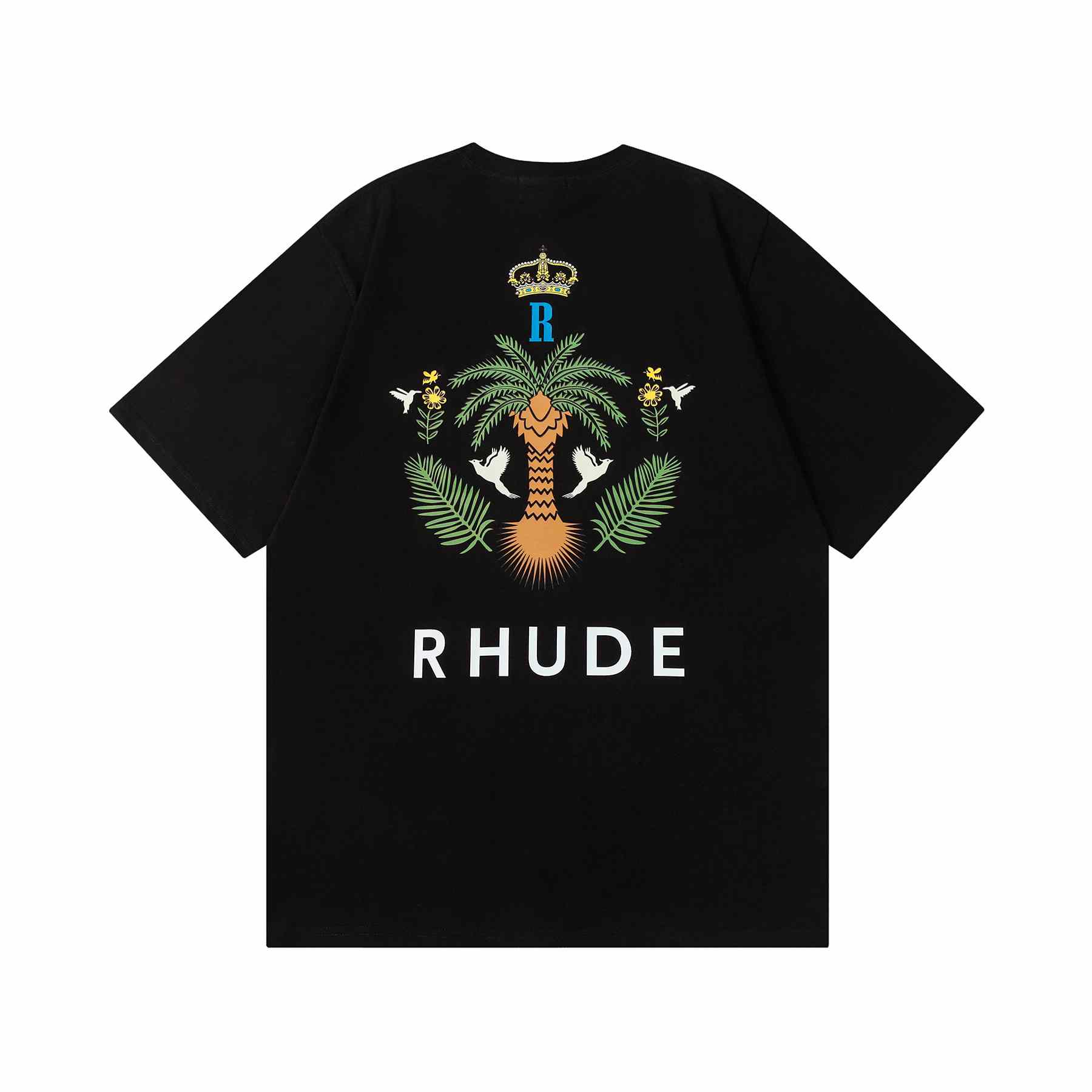 Rhude Las Palmas Logo Print Cotton Jersey T-Shirt - DesignerGu