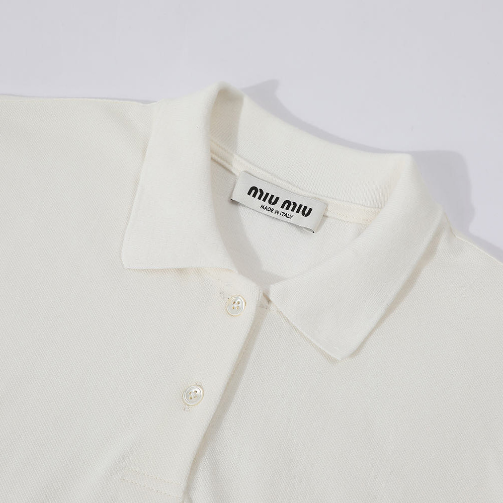Miu Miu Cotton Piqué Polo Shirt - DesignerGu