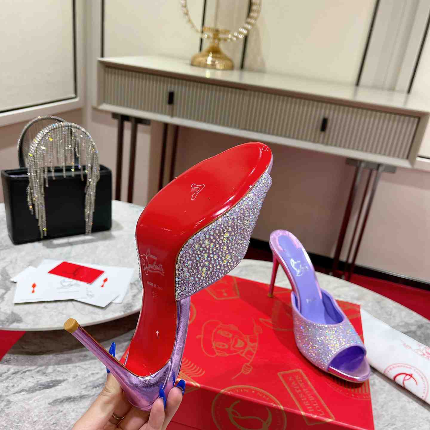 Christian Louboutin Me Dolly Strass 100 Heeled Sandals - DesignerGu