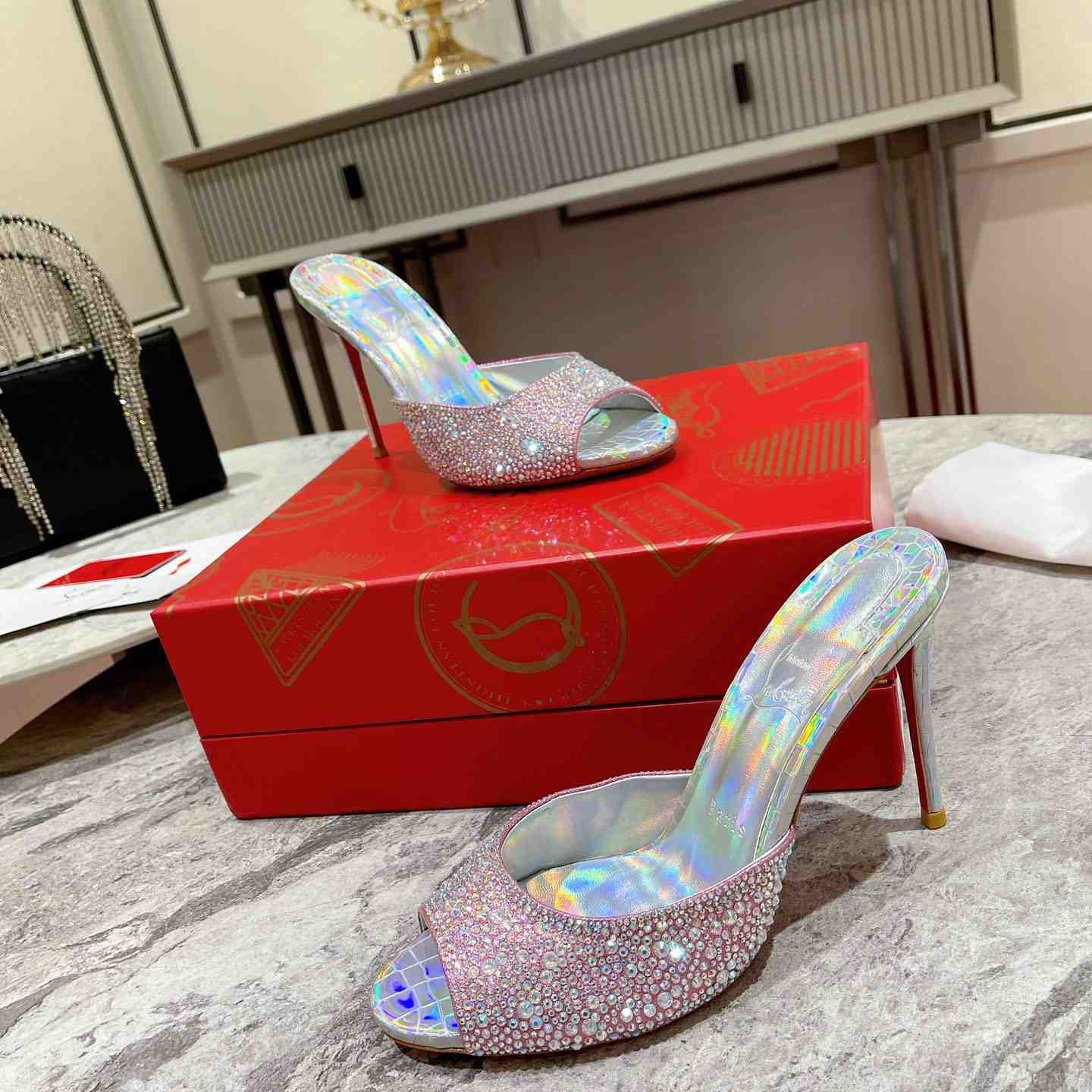 Christian Louboutin Me Dolly Strass 100 Heeled Sandals - DesignerGu