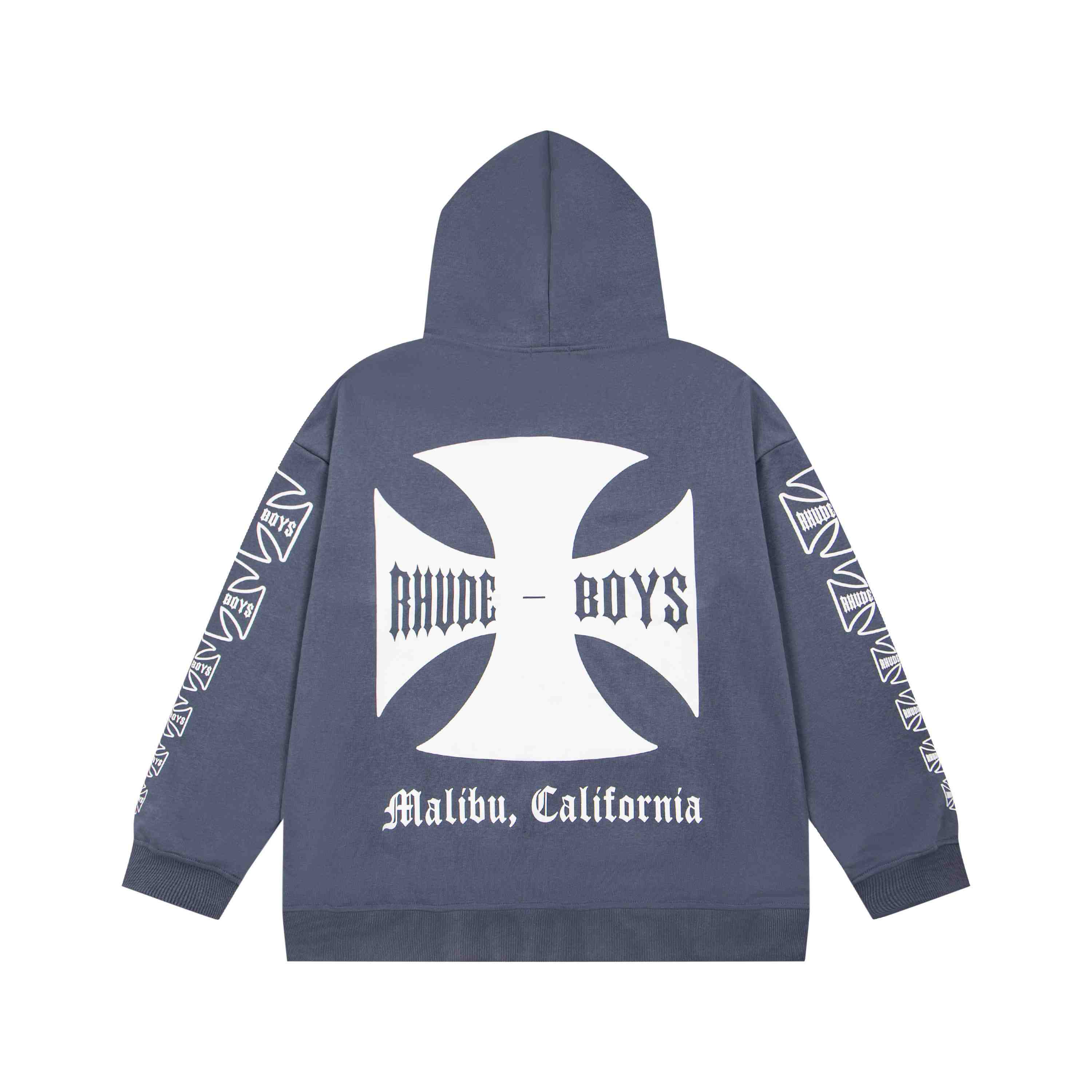 Rhude Logo Print Cotton Jersey Hoodie - DesignerGu