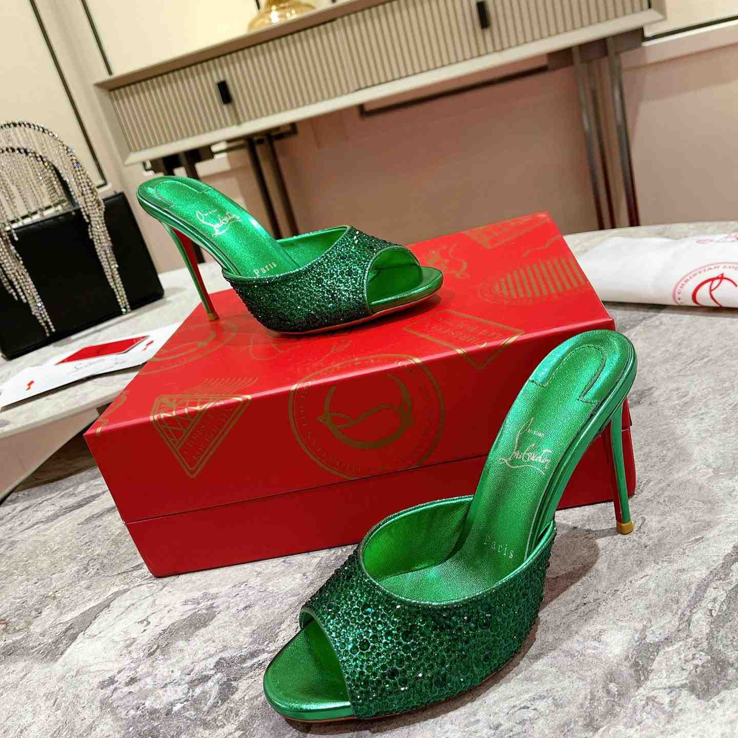 Christian Louboutin Me Dolly Strass 100 Heeled Sandals - DesignerGu