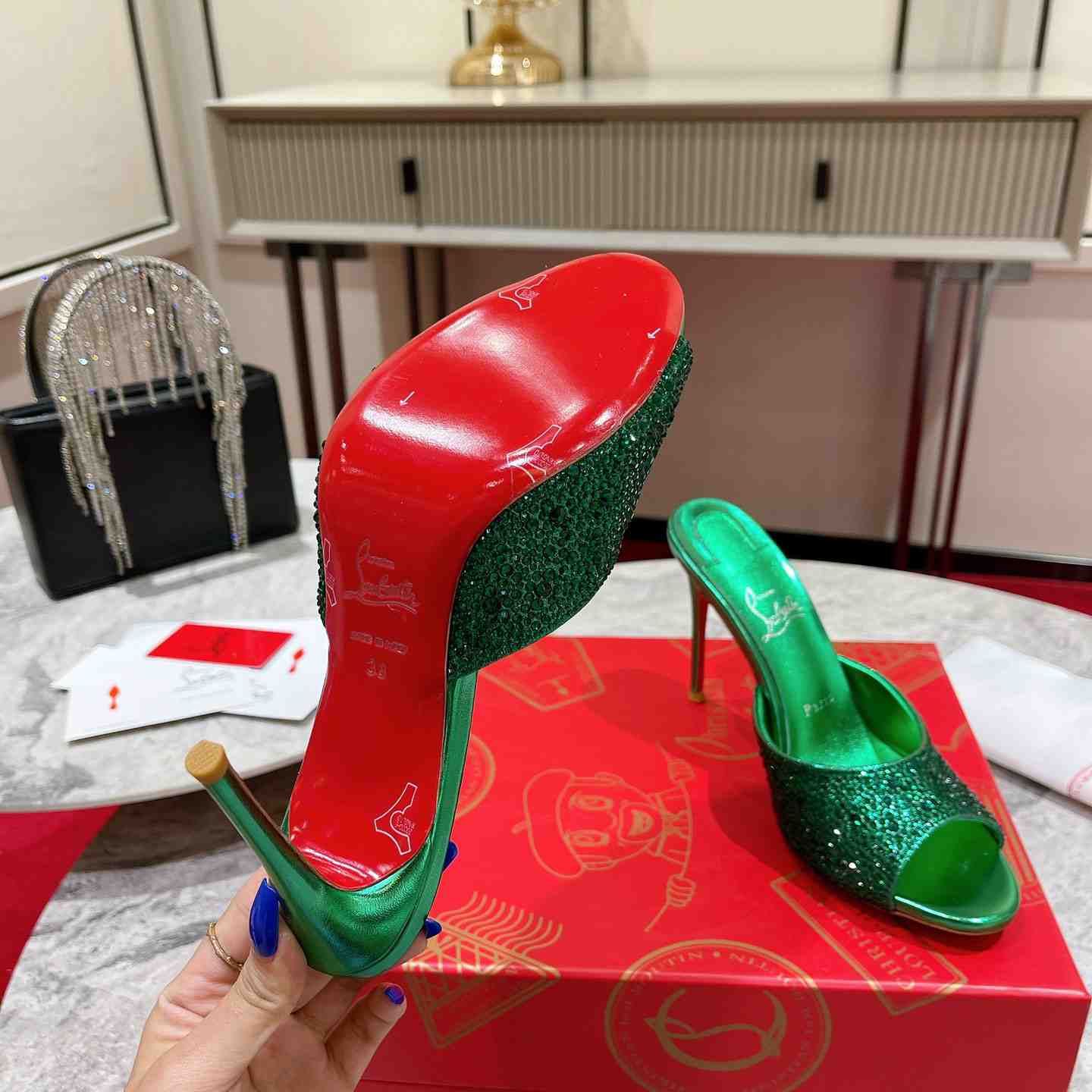 Christian Louboutin Me Dolly Strass 100 Heeled Sandals - DesignerGu