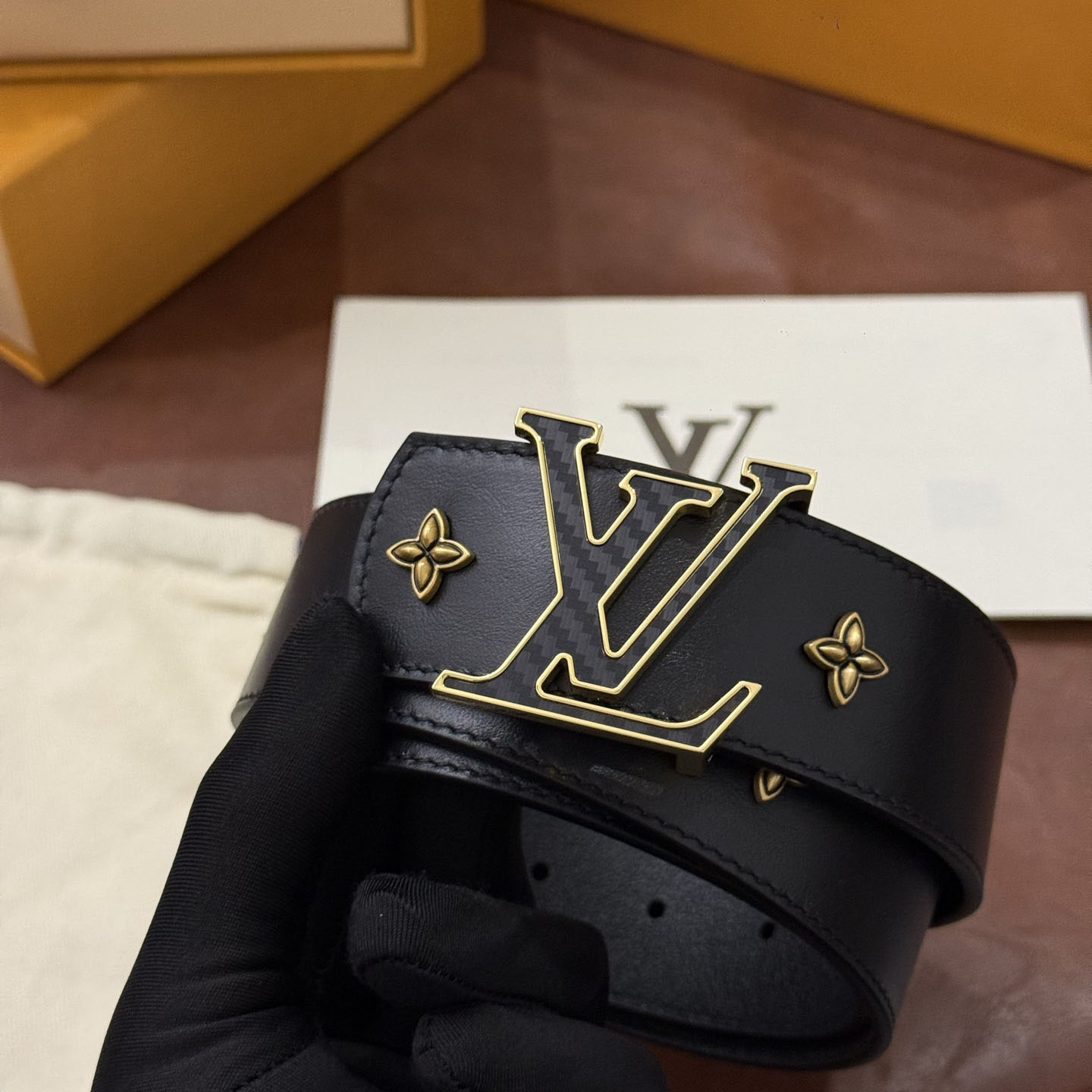 Louis Vuitton LV Dimension Drift Flower Studs 40mm Reversible Belt - DesignerGu
