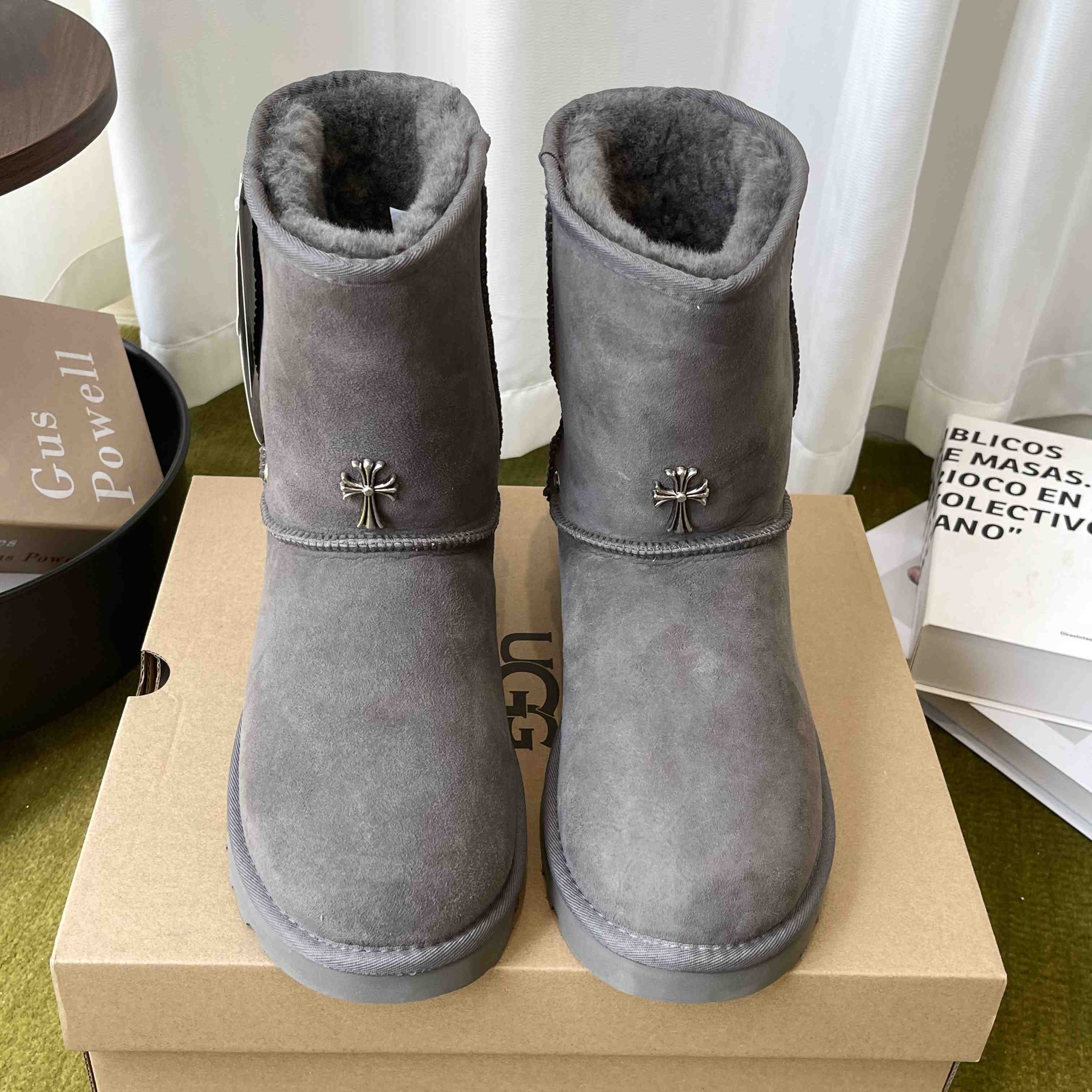 Chrome Hearts Cross Embellished Ugg Boots - DesignerGu