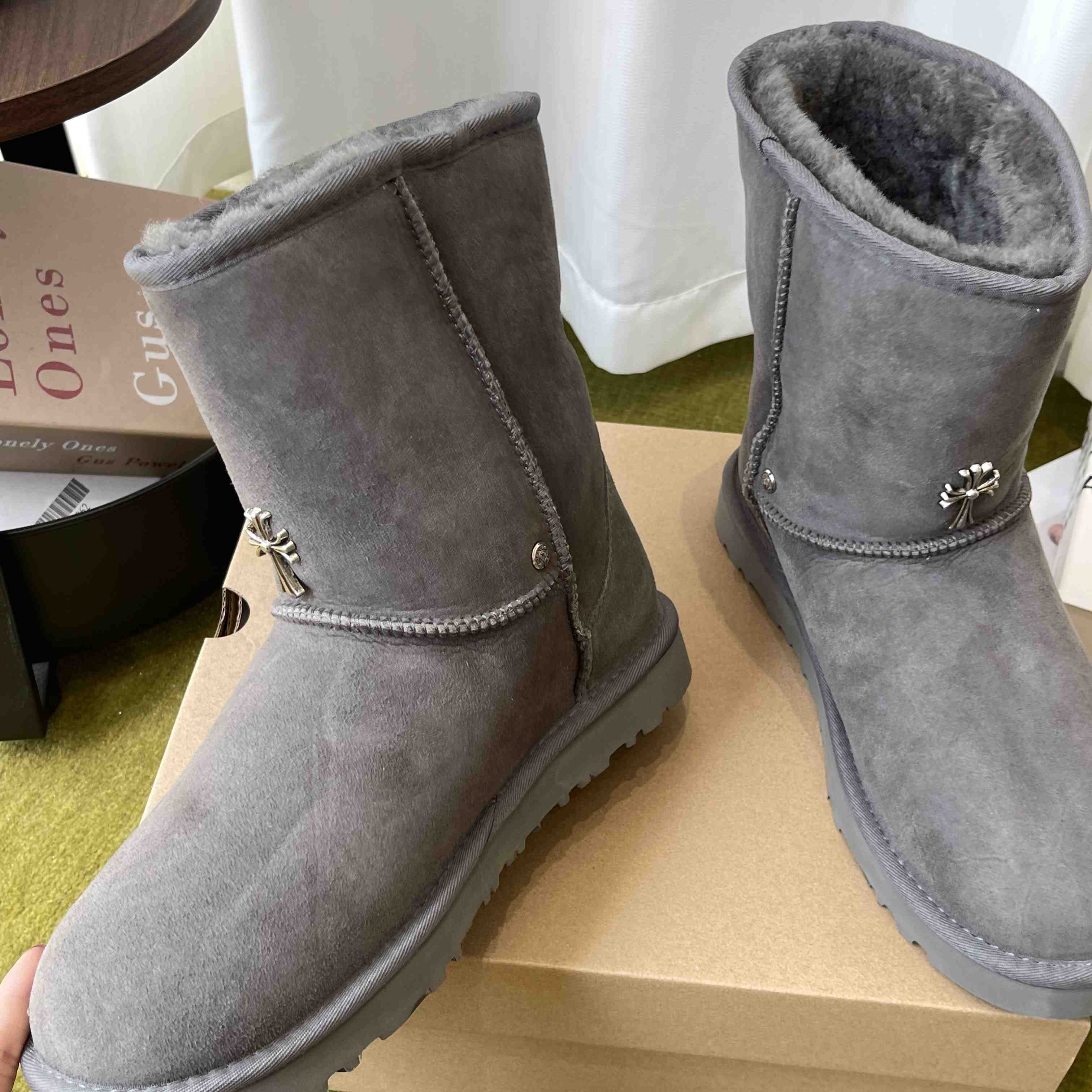 Chrome Hearts Cross Embellished Ugg Boots - DesignerGu