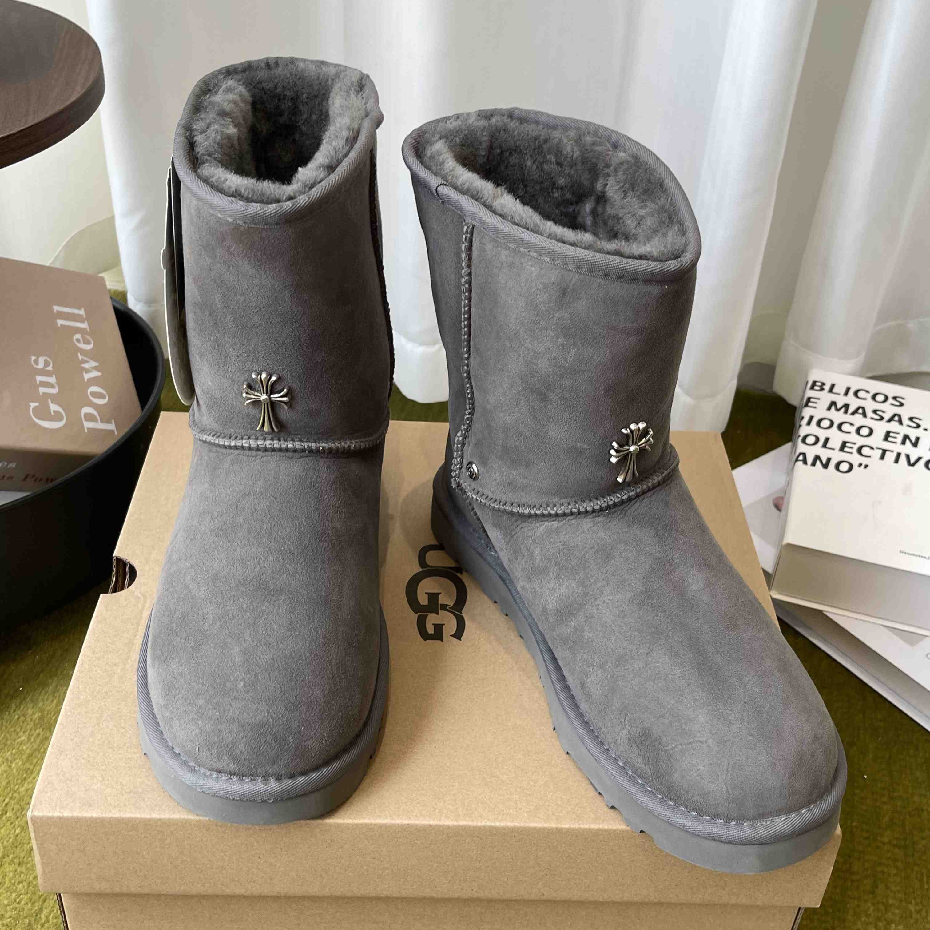 Chrome Hearts Cross Embellished Ugg Boots - DesignerGu