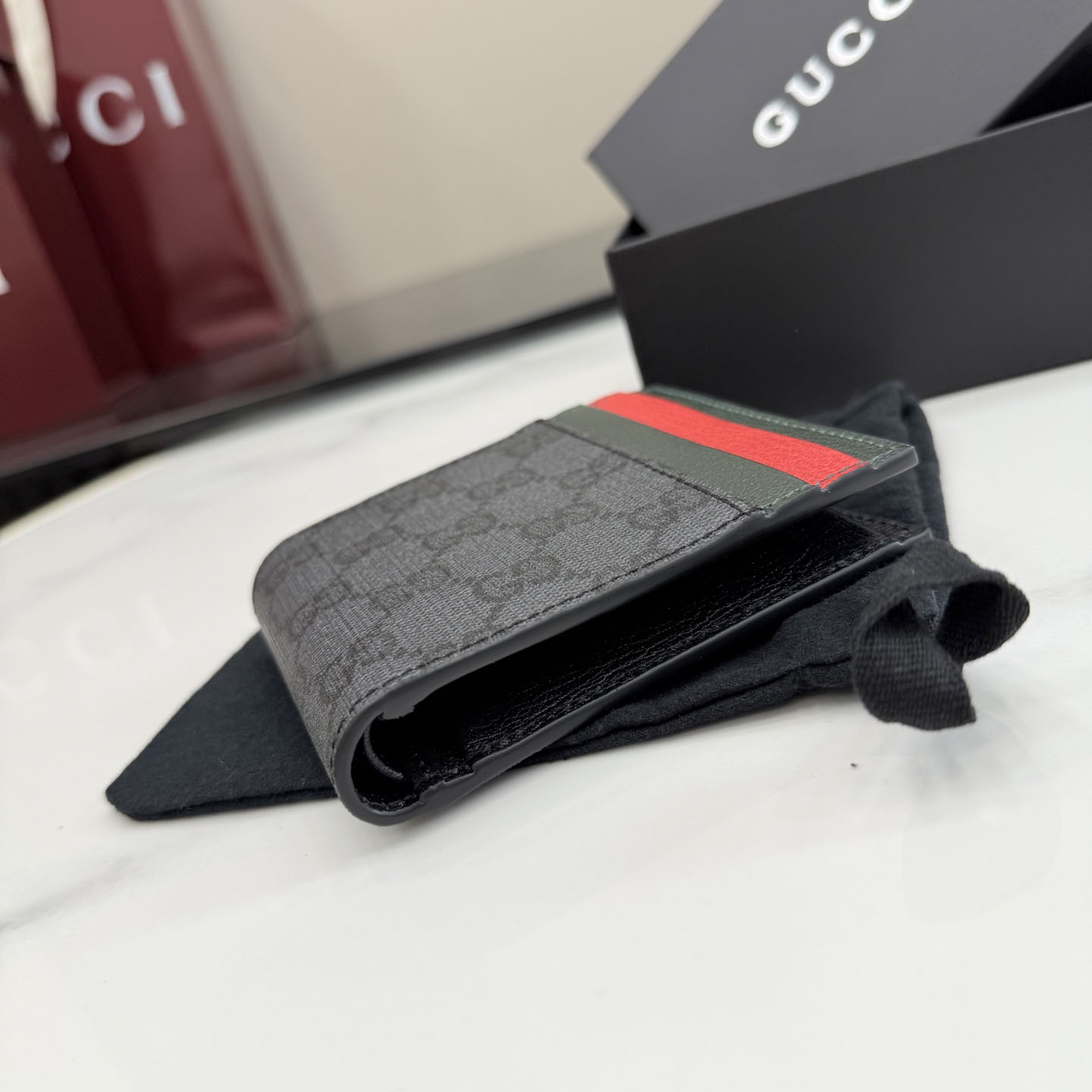 Gucci Bi-fold Wallet With Web Card Slots - DesignerGu