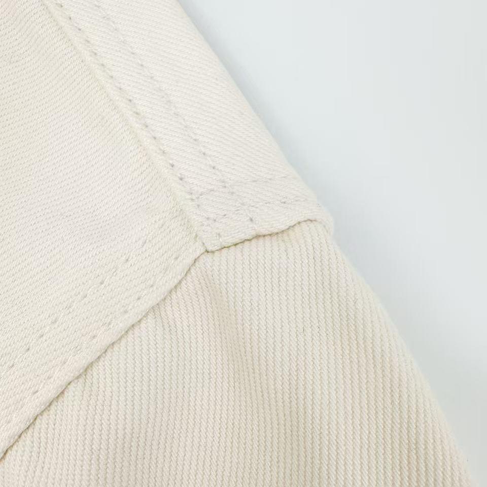 AMI Paris Logo-appliqué Denim Overshirt Off White - DesignerGu