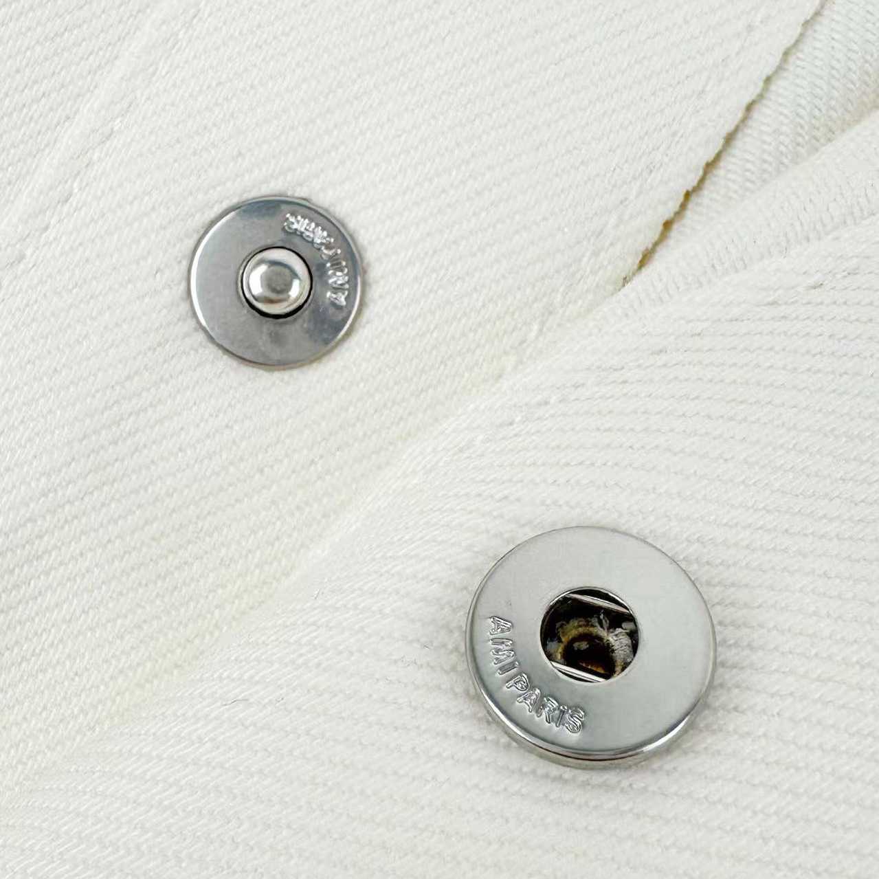 AMI Paris Logo-appliqué Denim Overshirt Off White - DesignerGu