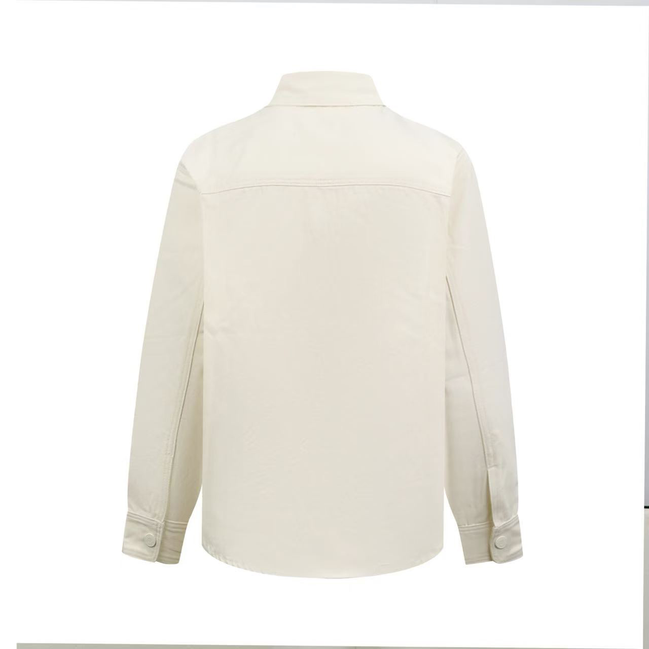 AMI Paris Logo-appliqué Denim Overshirt Off White - DesignerGu