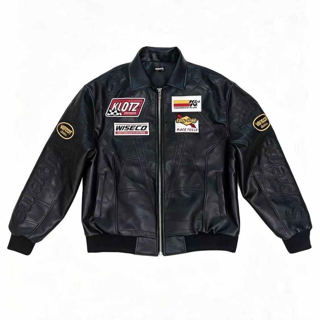 Supreme x Vanson Leathers Spider-Man Jacket 'Black' - DesignerGu